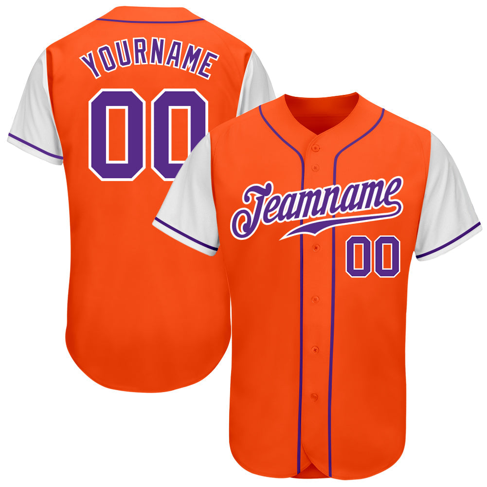 Custom Orange Purple-White Authentic Two Tone Baseball Jersey