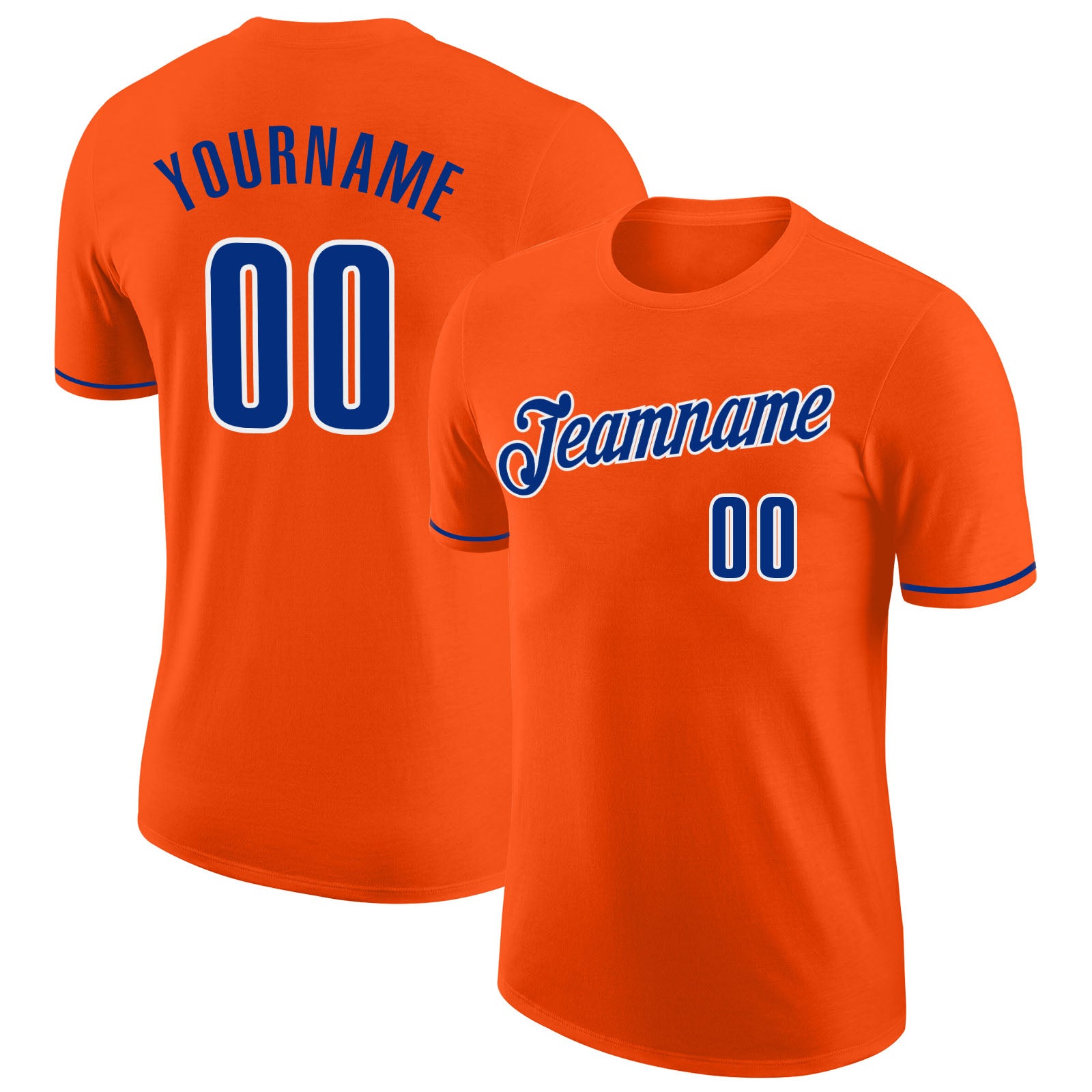 Custom Orange Royal-White Performance T-Shirt