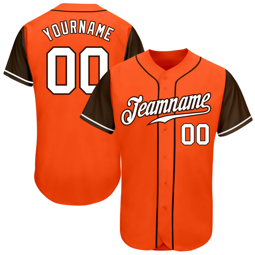 Custom Orange White-Brown Authentic Two Tone Baseball Jersey