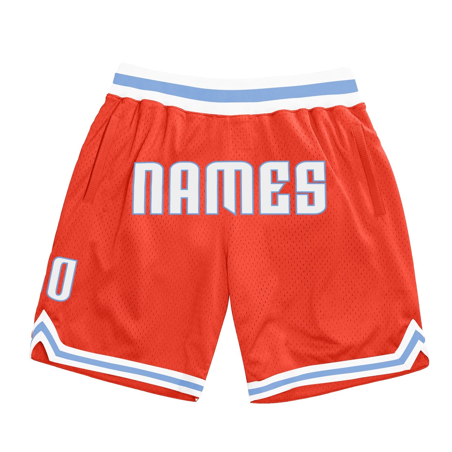 Custom Orange White-Light Blue Authentic Throwback Basketball Shorts