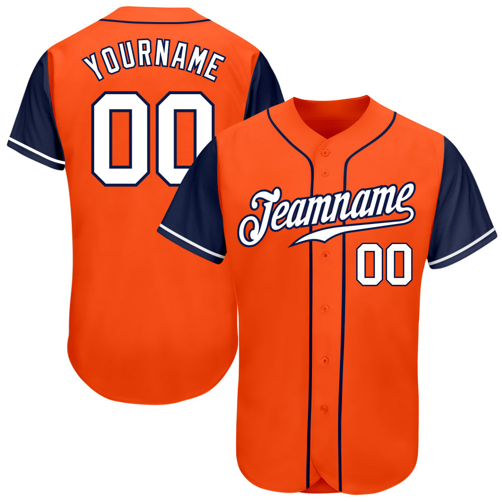 Custom Orange White-Navy Authentic Two Tone Baseball Jersey