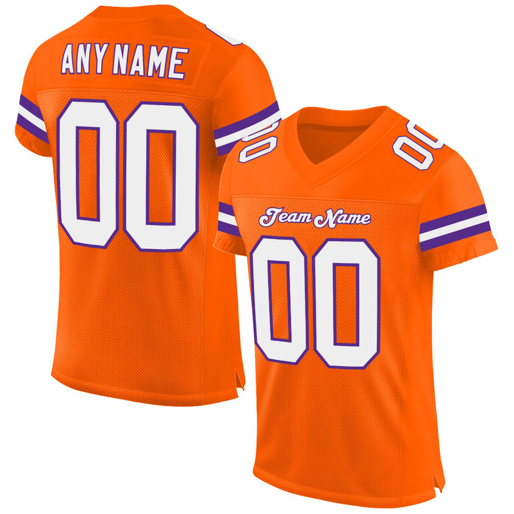 Custom Orange White-Purple Mesh Authentic Football Jersey