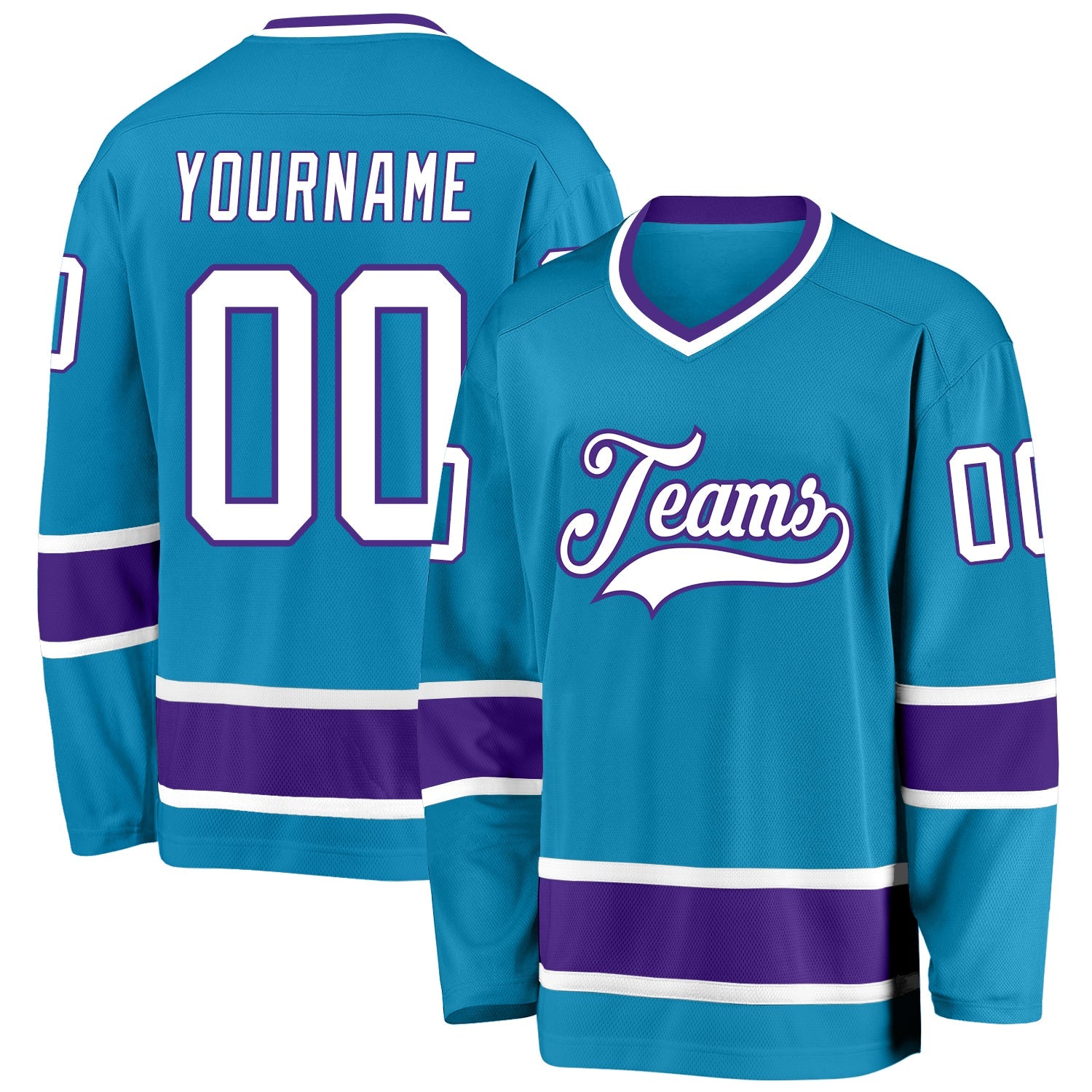 Custom Panther Blue White-Purple Hockey Jersey