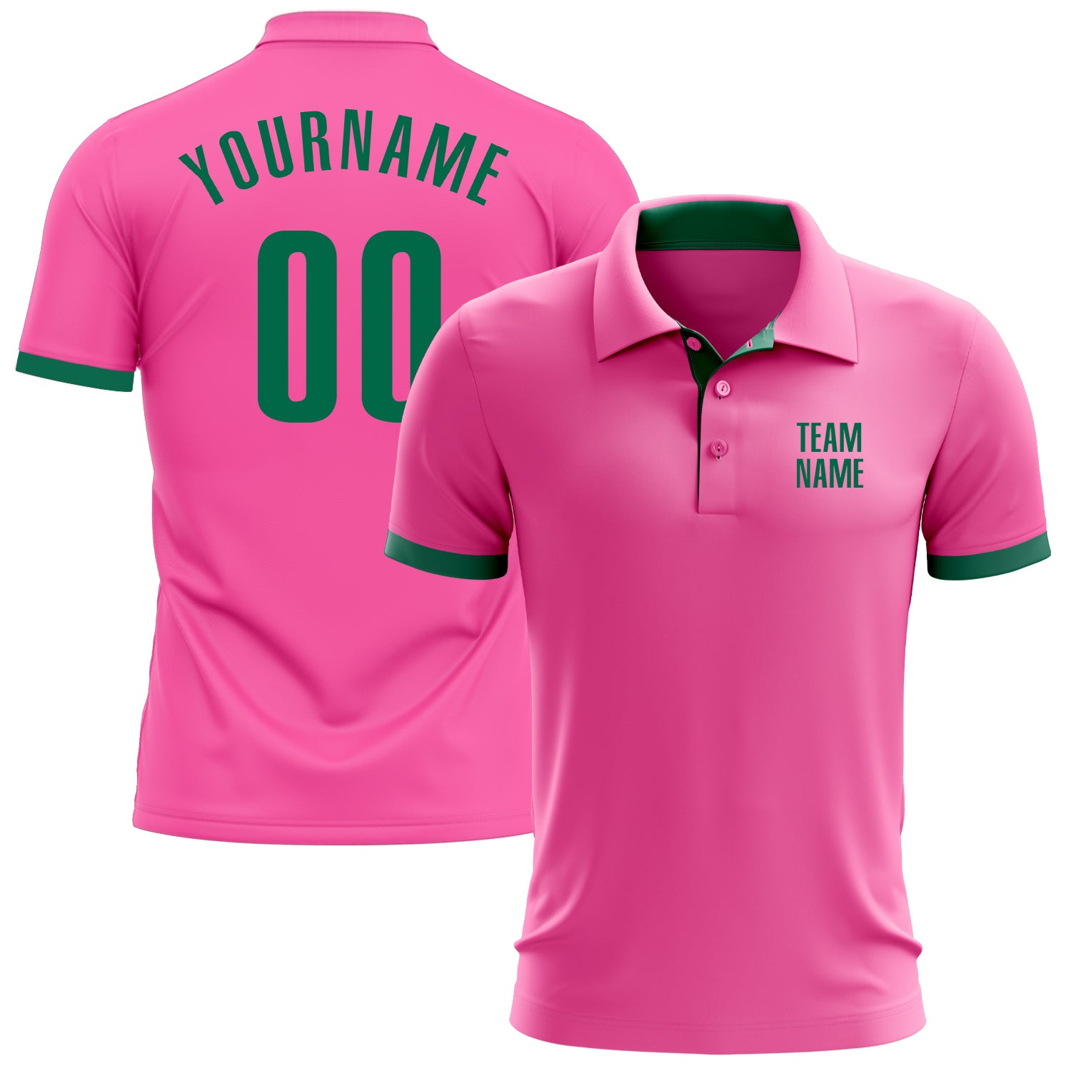 Custom Pink Kelly Green Performance Golf Polo Shirt