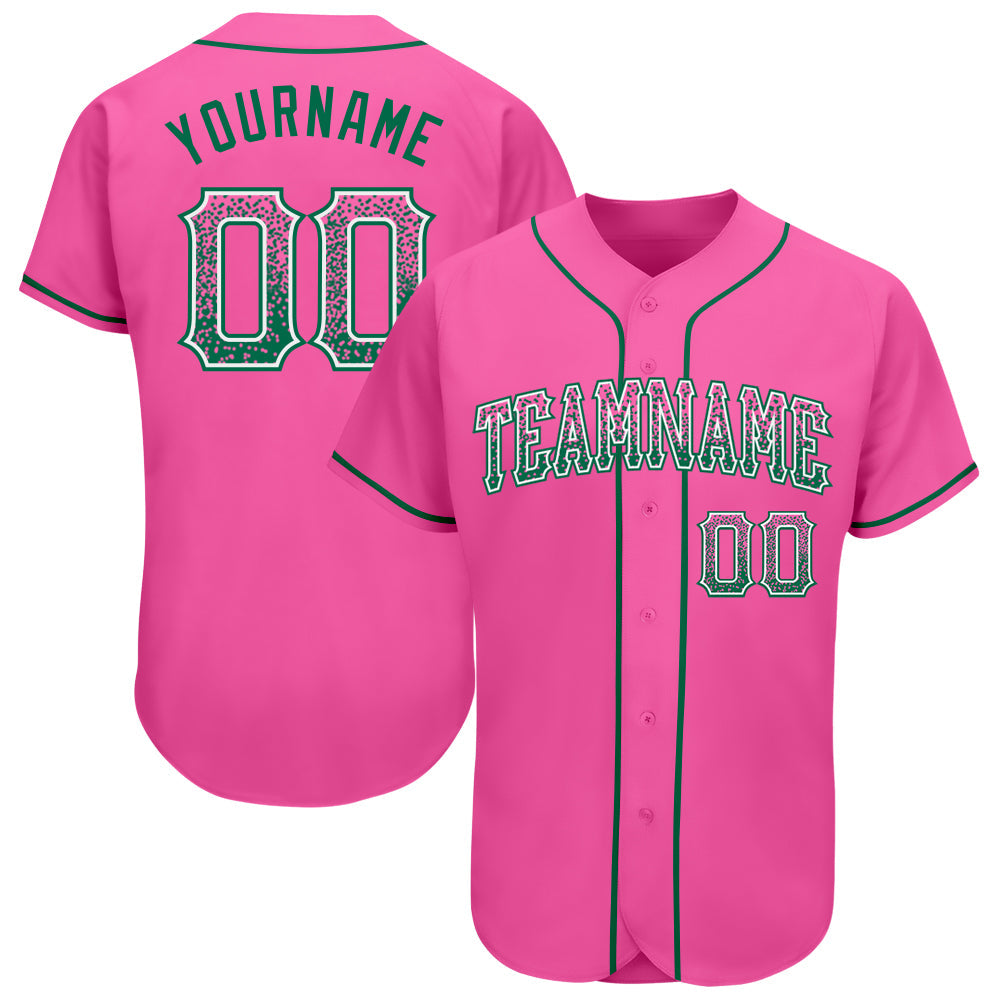 Custom Pink Kelly Green-White Authentic Drift Fashion Baseball Jersey