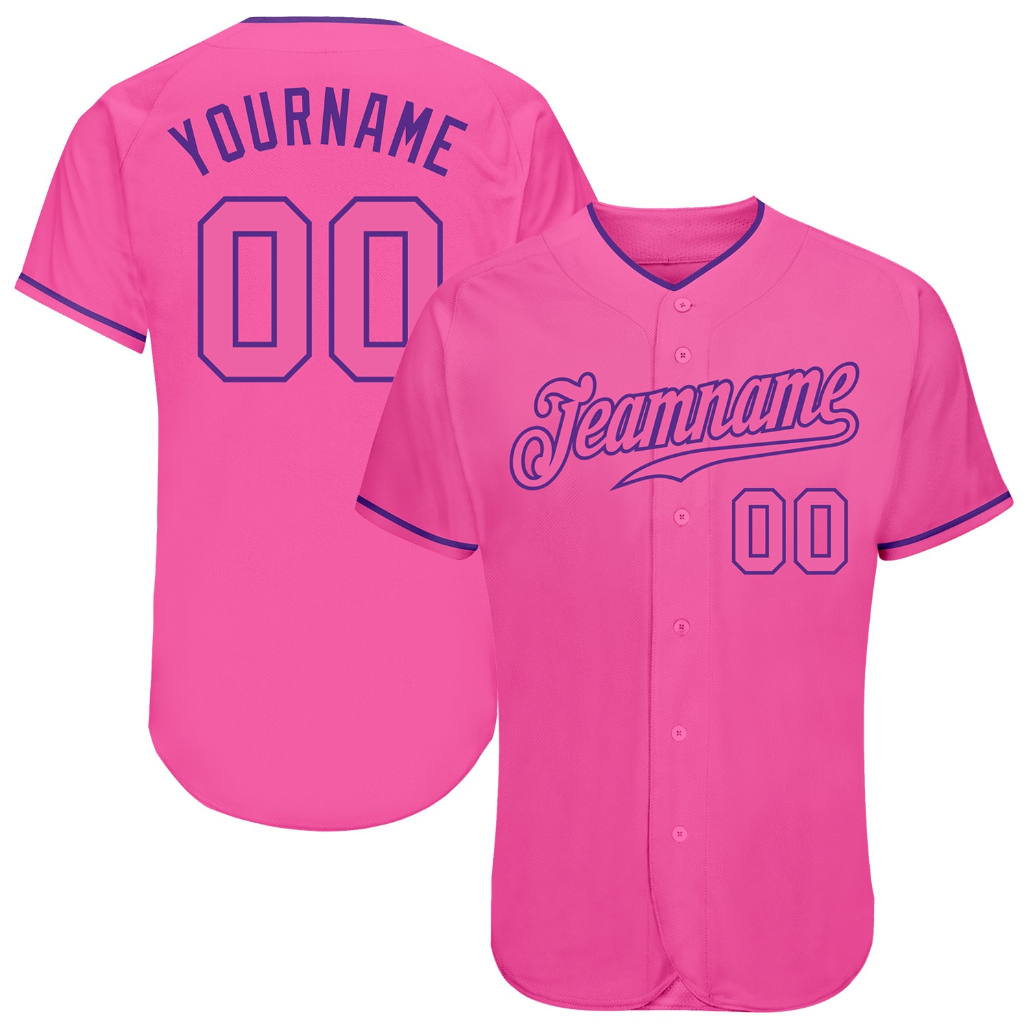 Custom Pink Pink-Purple Authentic Baseball Jersey