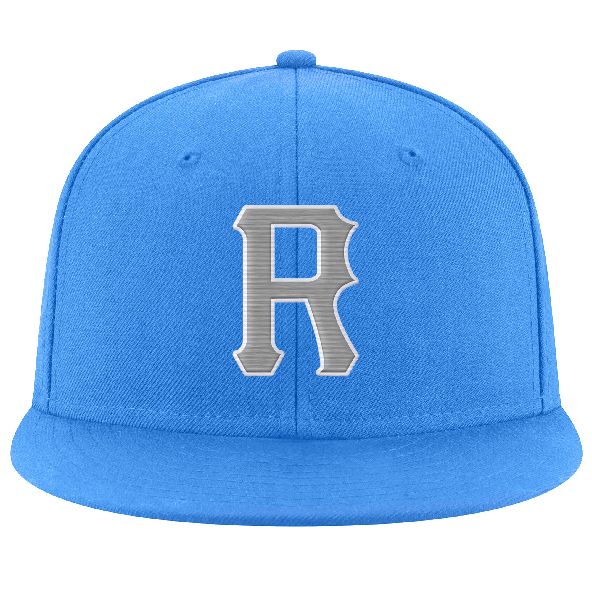 Custom Powder Blue Gray-White Stitched Adjustable Snapback Hat