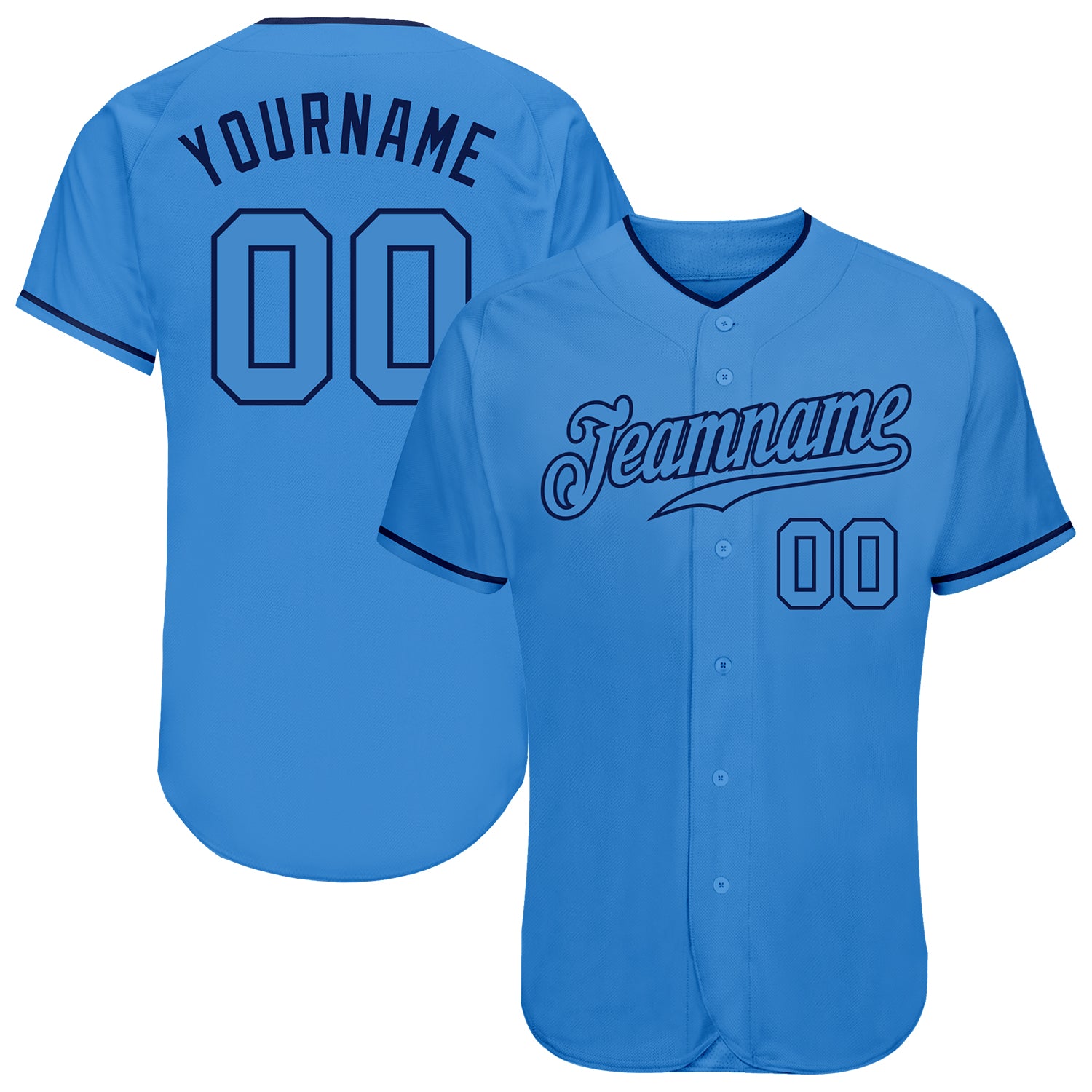 Custom Powder Blue Powder Blue-Navy Authentic Baseball Jersey