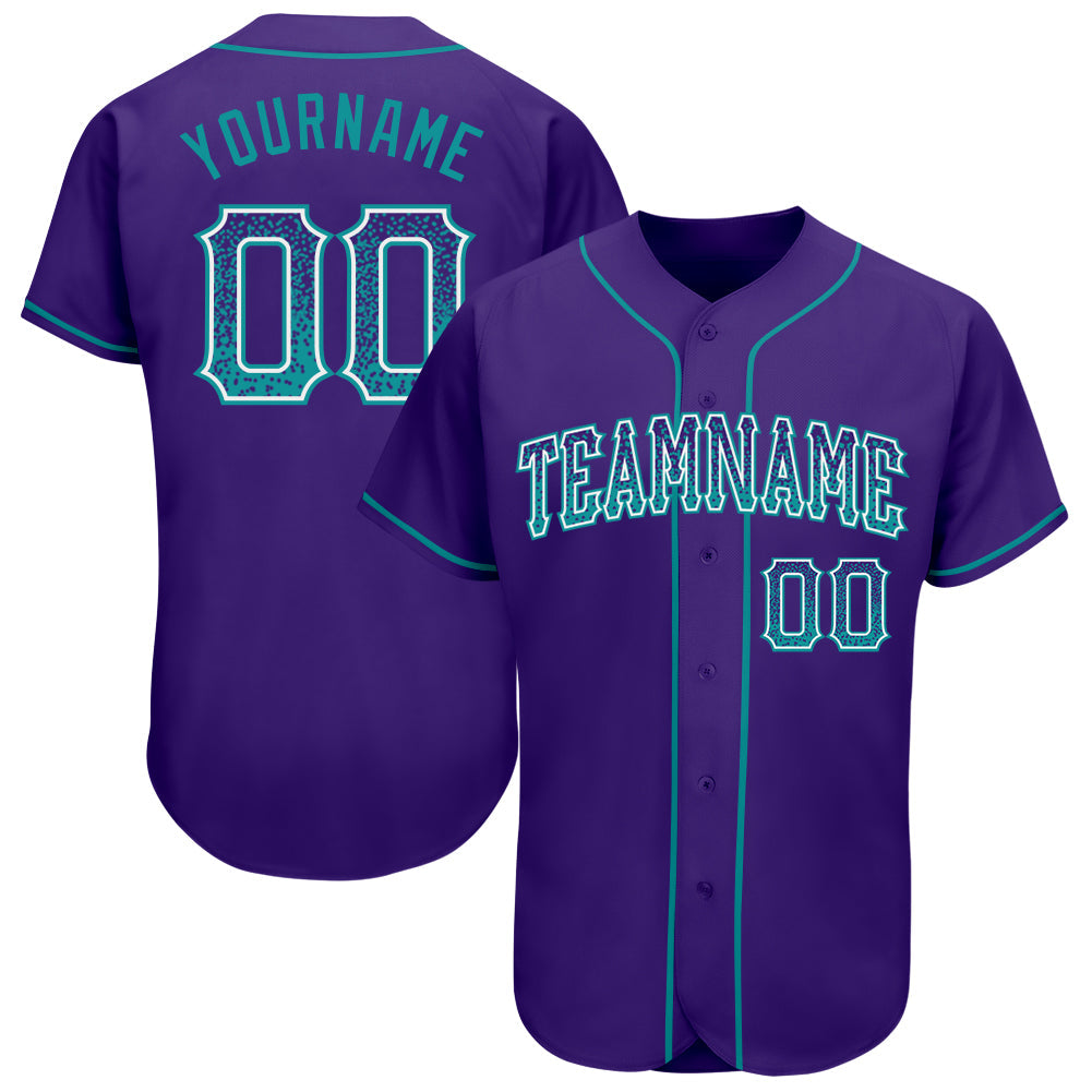 Custom Purple Aqua-White Authentic Drift Fashion Baseball Jersey