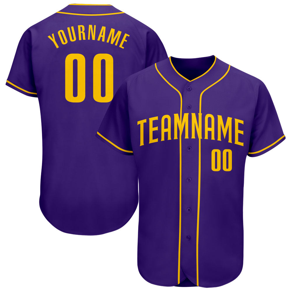 Custom Purple Gold Authentic Baseball Jersey