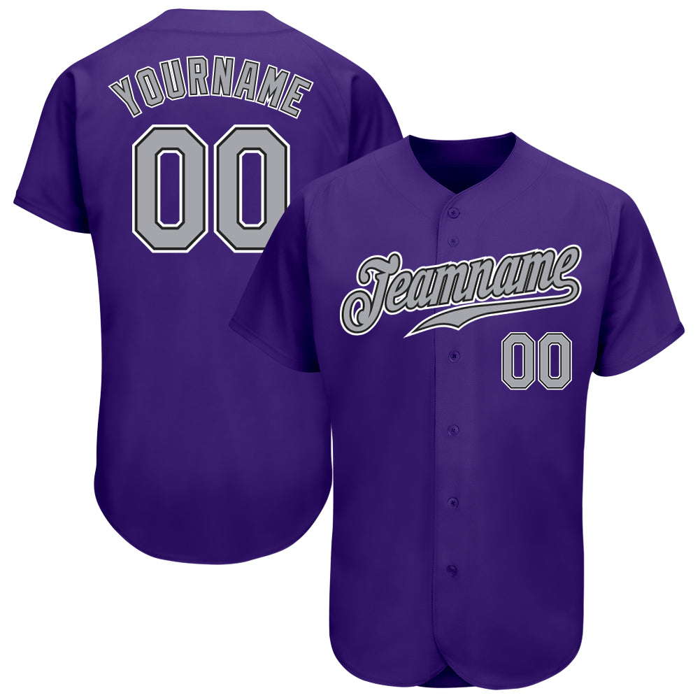 Custom Purple Gray-Black Authentic Baseball Jersey