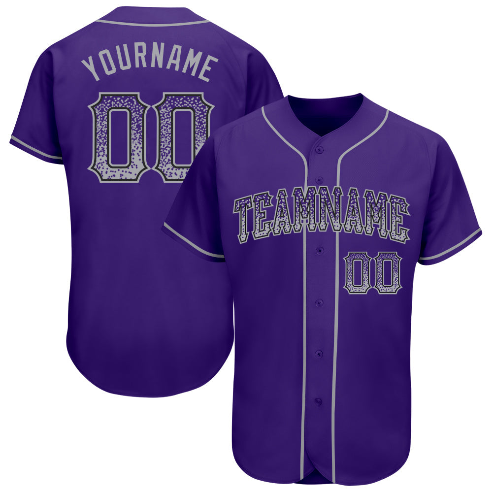 Custom Purple Gray-Black Authentic Drift Fashion Baseball Jersey