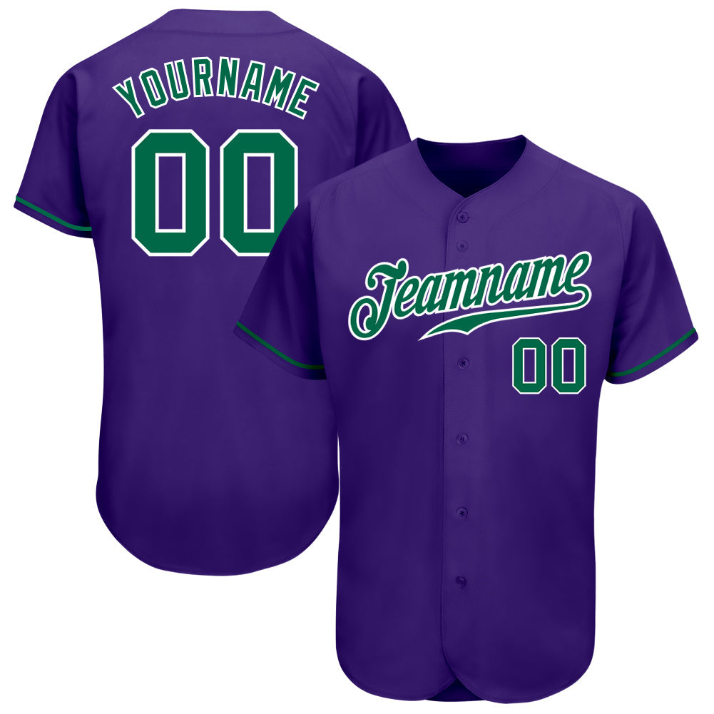 Custom Purple Kelly Green-White Authentic Baseball Jersey