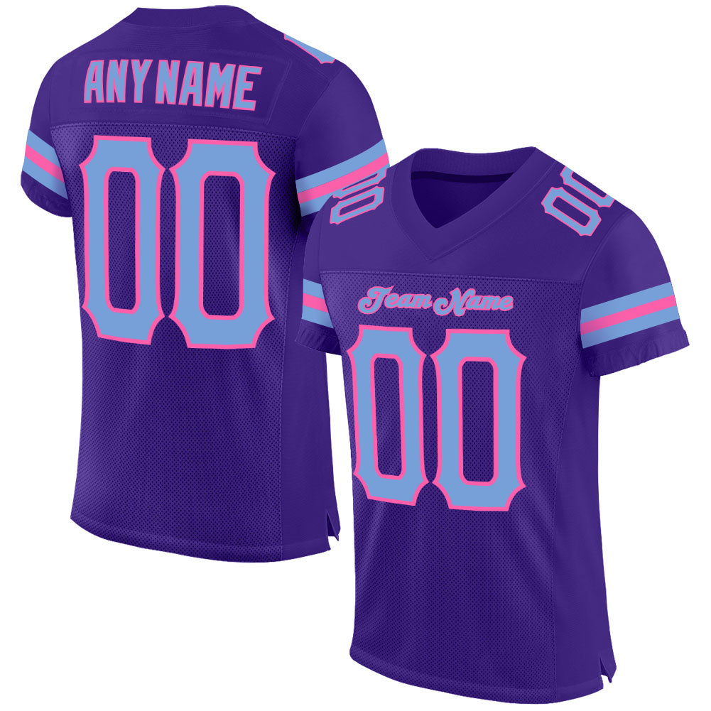 Custom Purple Light Blue-Pink Mesh Authentic Football Jersey