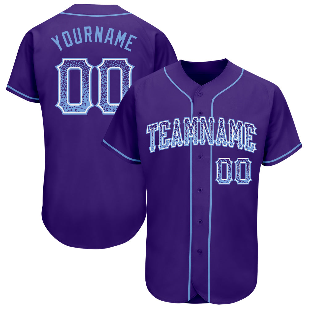 Custom Purple Light Blue-White Authentic Drift Fashion Baseball Jersey