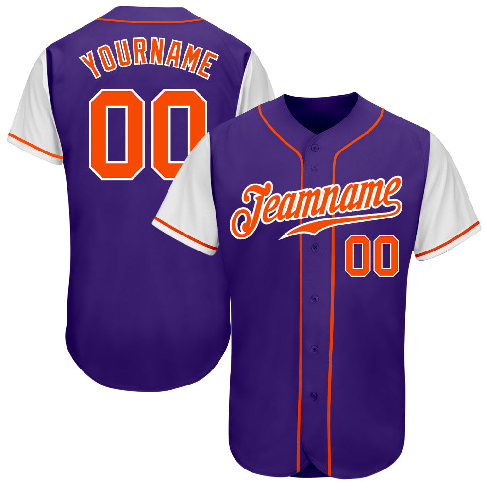 Custom Purple Orange-White Authentic Two Tone Baseball Jersey