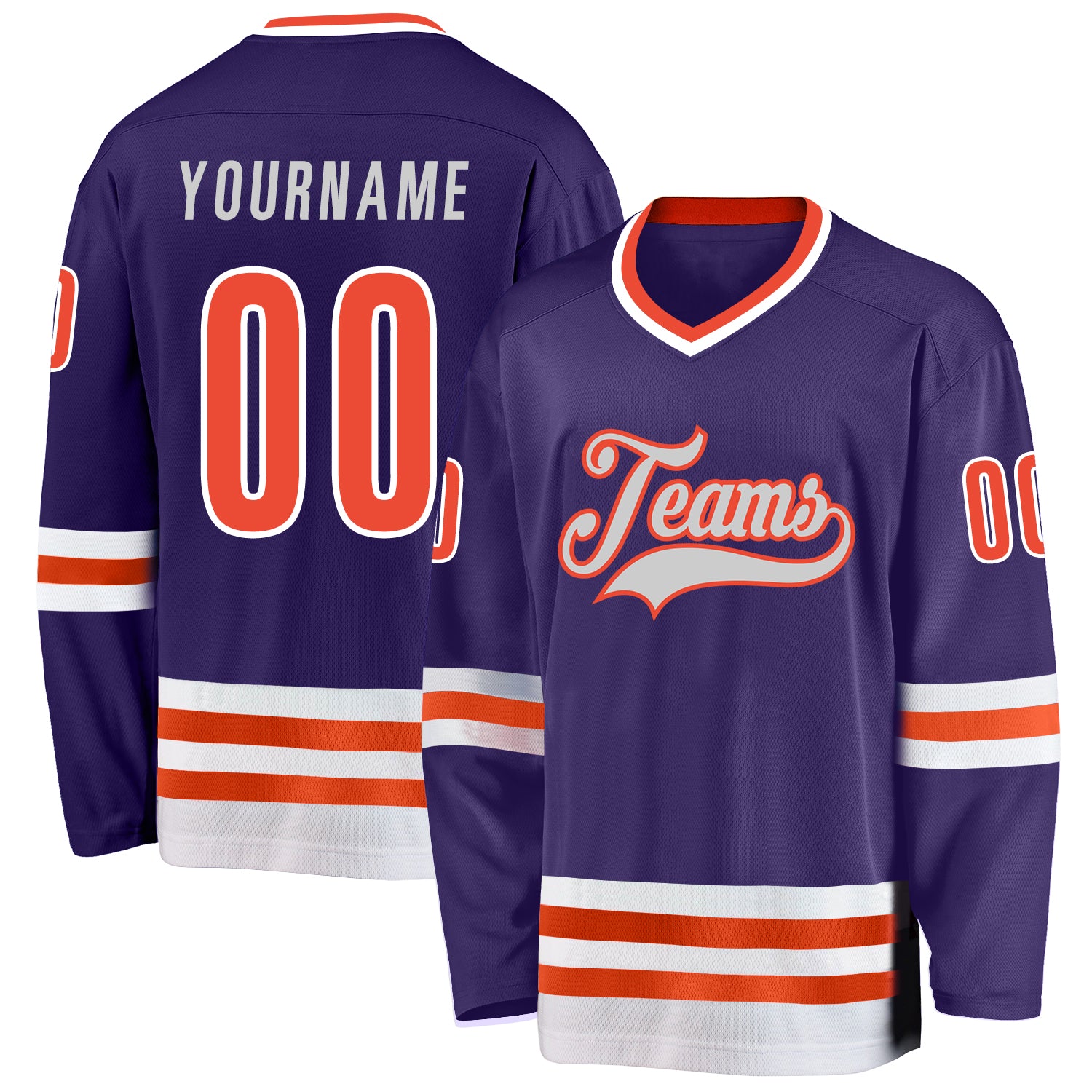 Custom Purple Orange-White Hockey Jersey