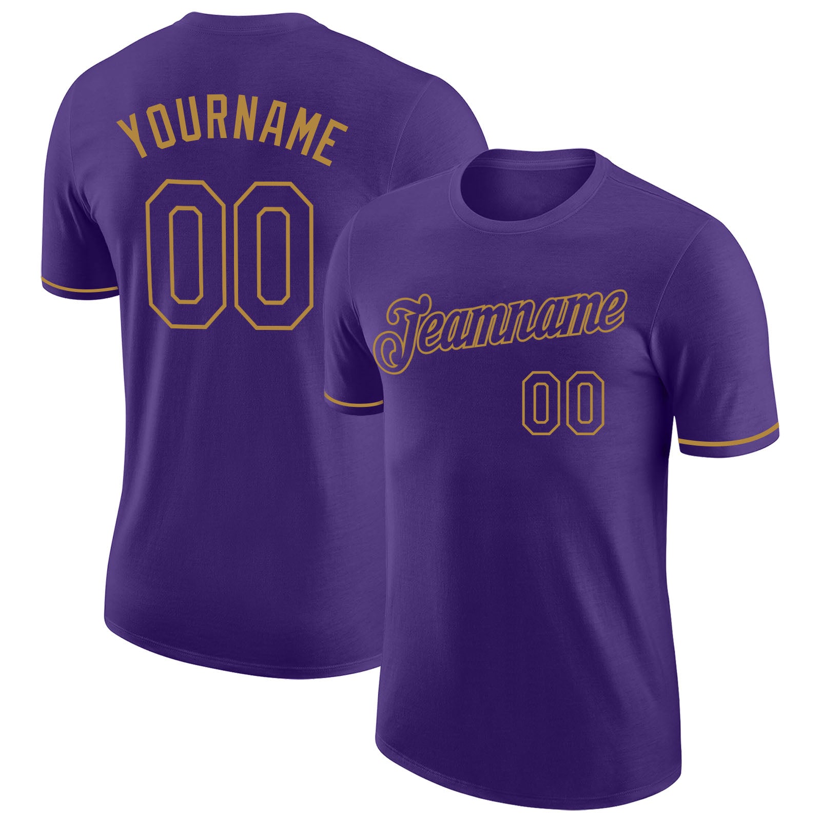 Custom Purple Purple-Old Gold Performance T-Shirt