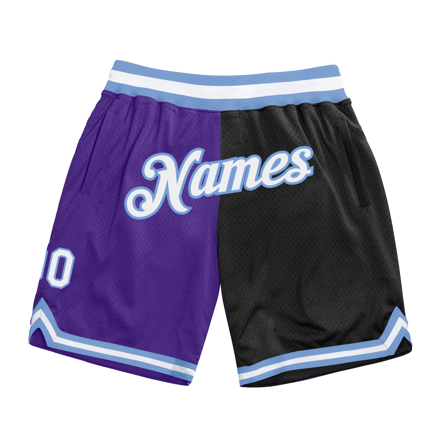 Custom Purple White-Black Authentic Throwback Split Fashion Basketball Shorts