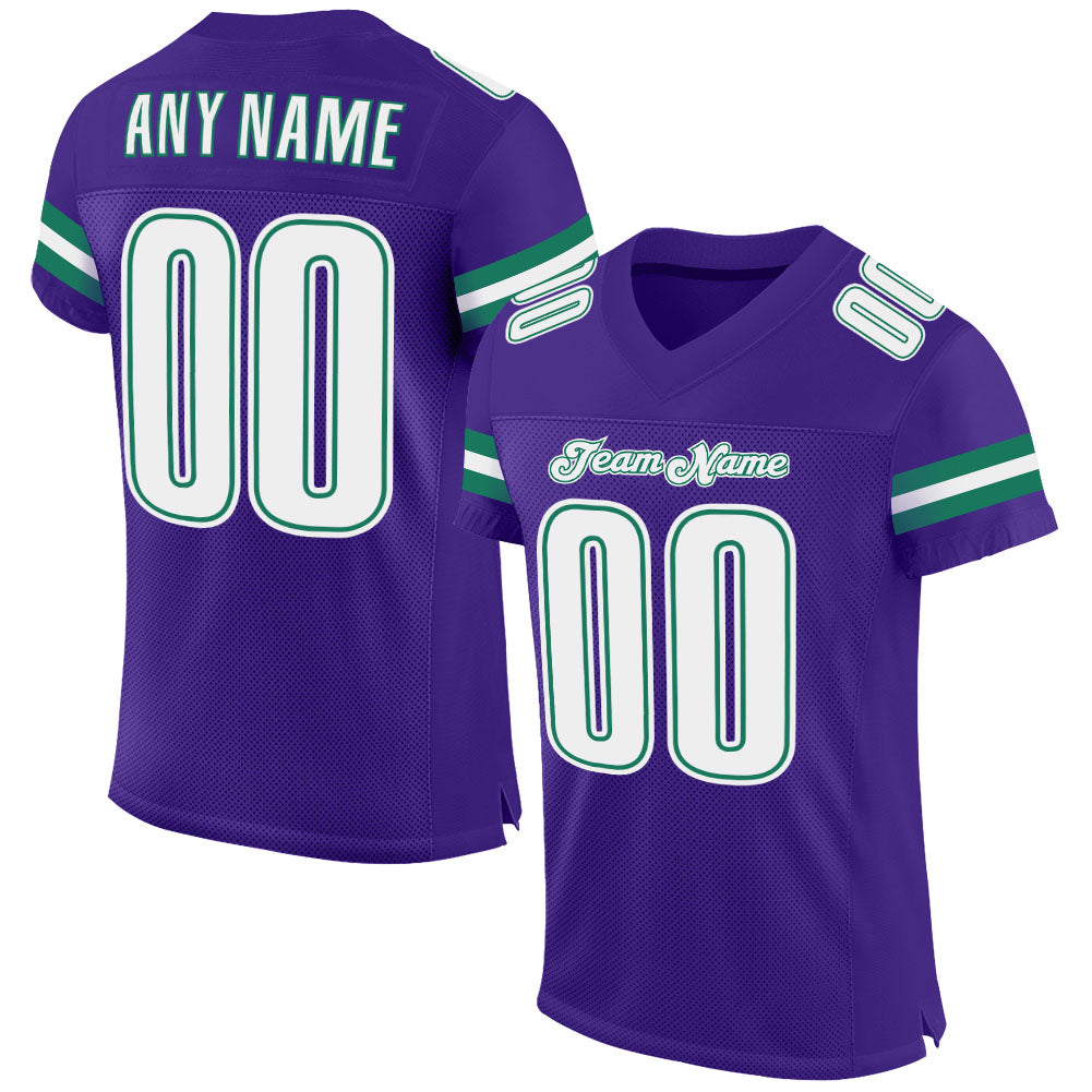 Custom Purple White-Kelly Green Mesh Authentic Football Jersey