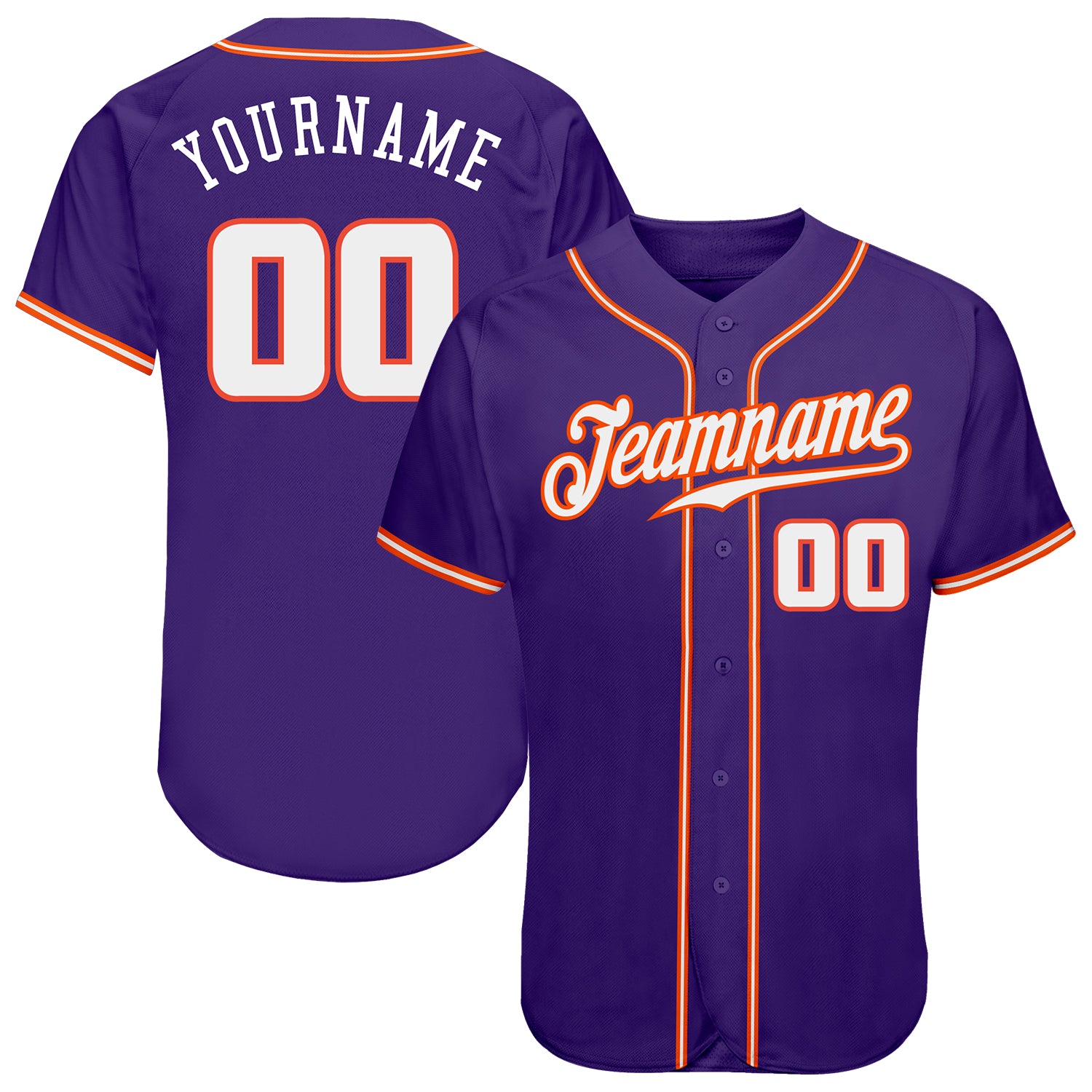 Custom Purple White-Orange Authentic Baseball Jersey