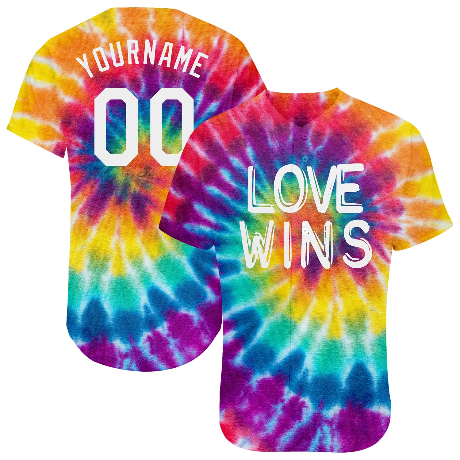 Custom Rainbow For Pride Month Love Wins LGBT Authentic Baseball Jersey