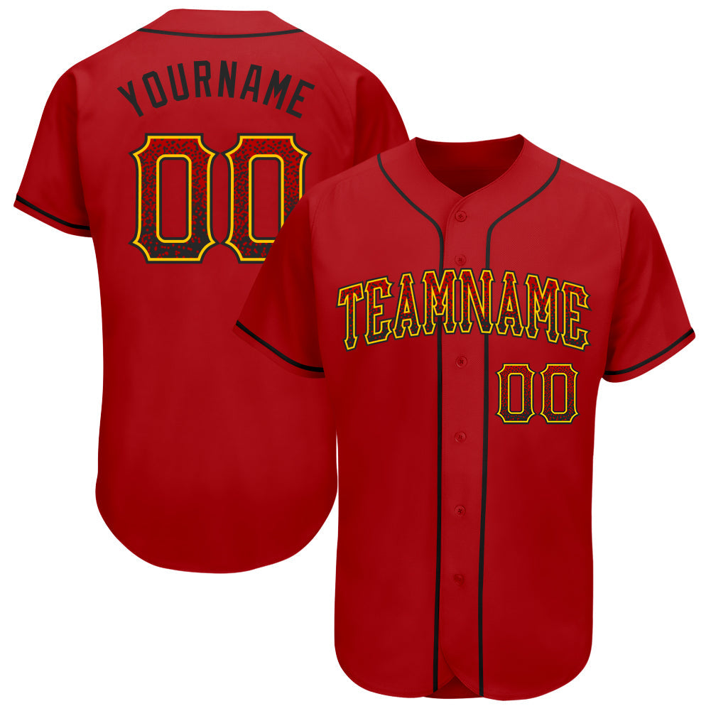 Custom Red Black-Gold Authentic Drift Fashion Baseball Jersey