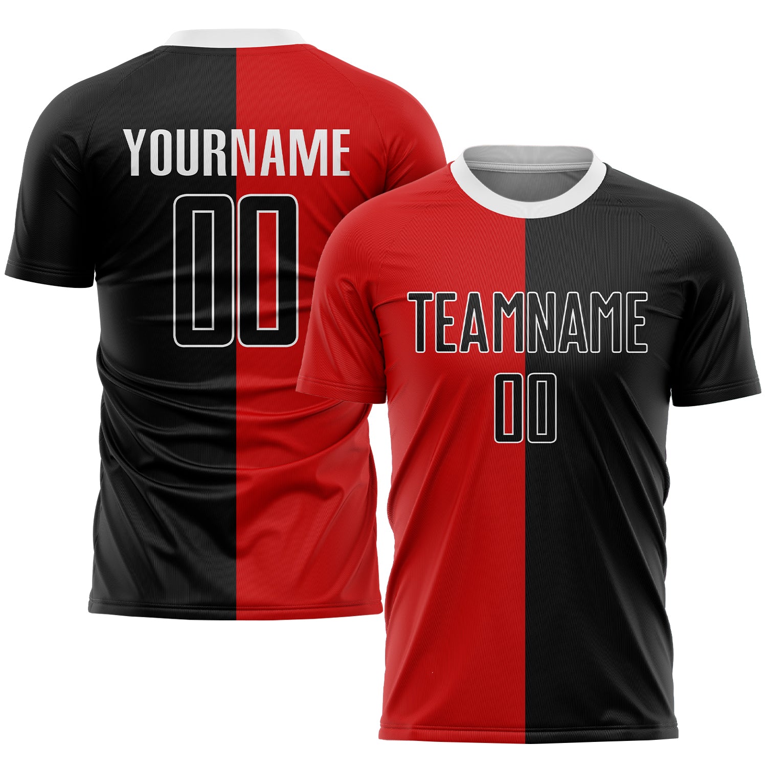 Custom Red Black-White Sublimation Split Fashion Soccer Uniform Jersey