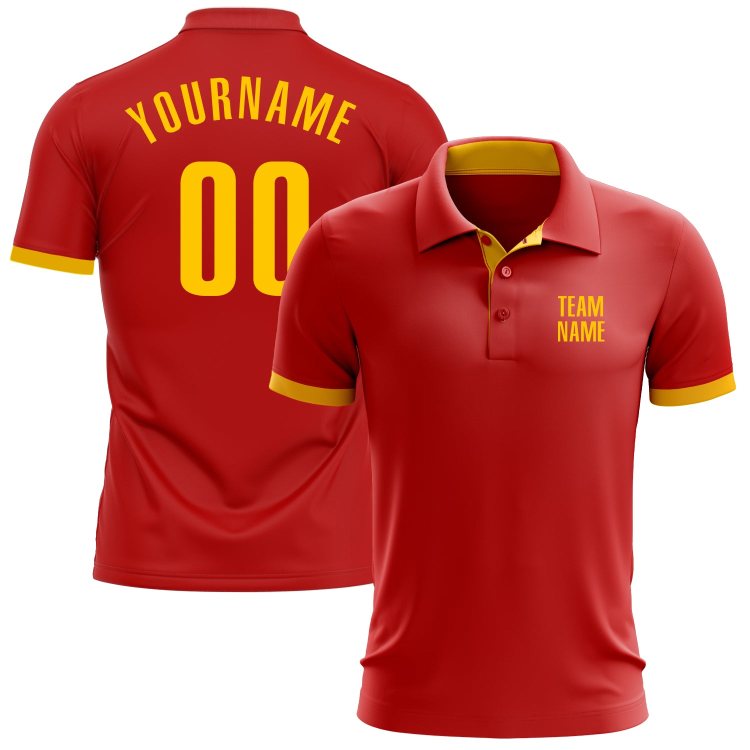 Custom Red Yellow Performance Golf Polo Shirt