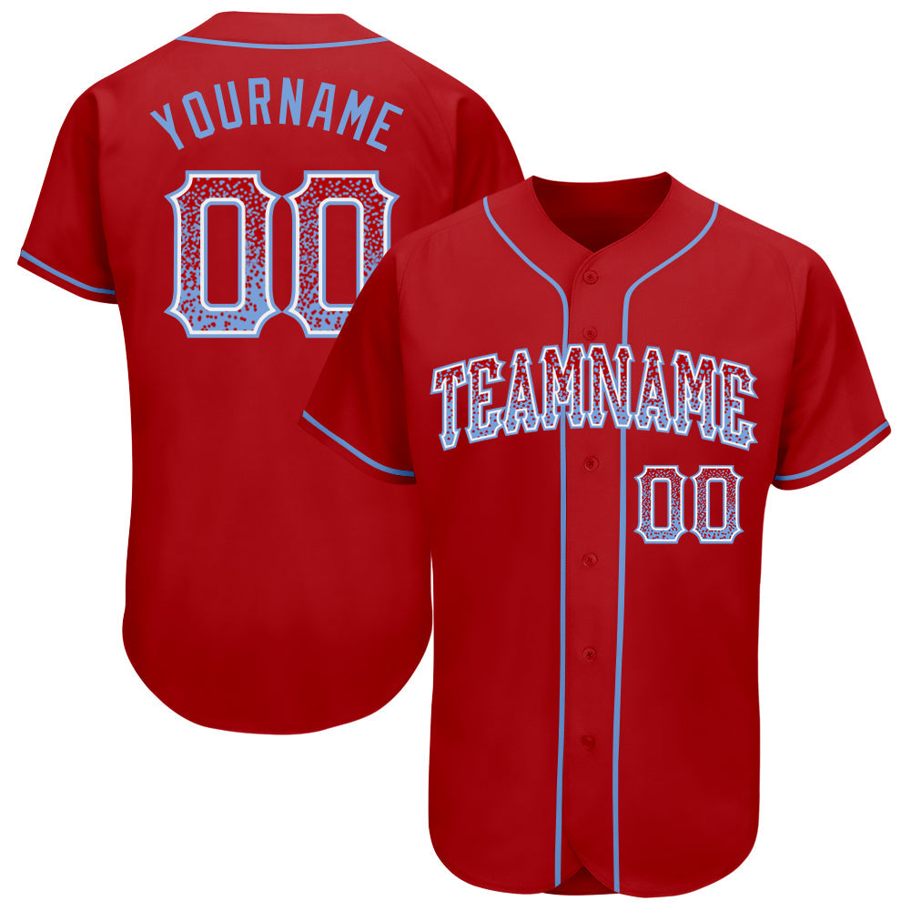 Custom Red Light Blue-White Authentic Drift Fashion Baseball Jersey