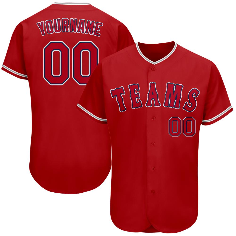 Custom Red Red-Navy Authentic Baseball Jersey