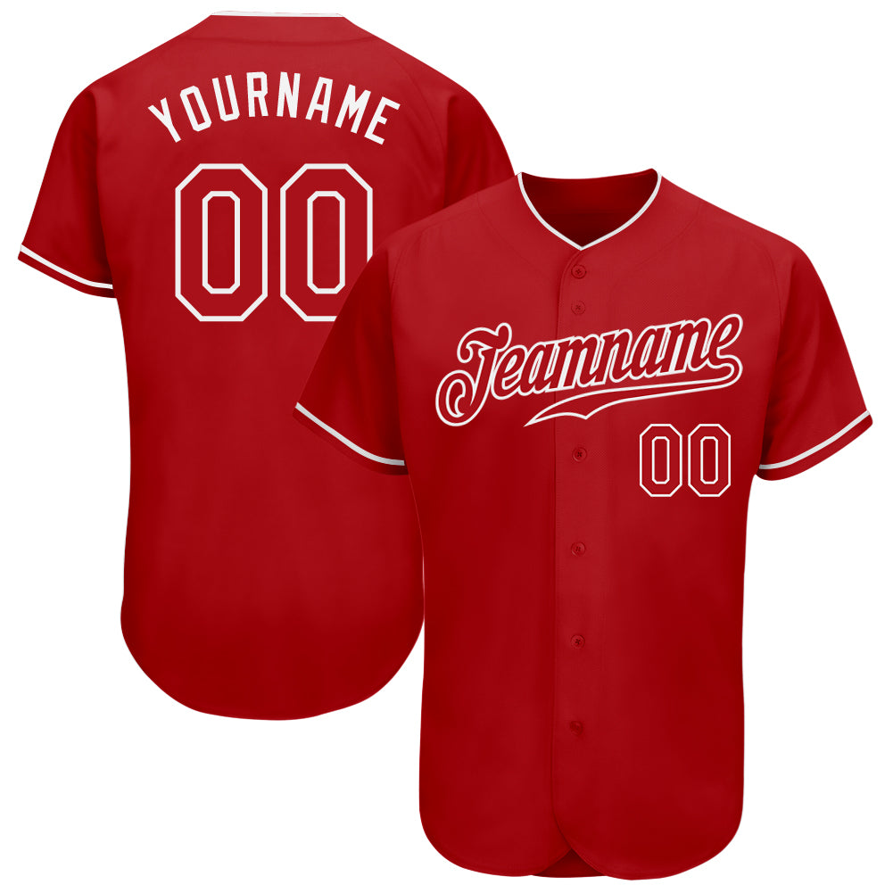 Custom Red Red-White Authentic Baseball Jersey