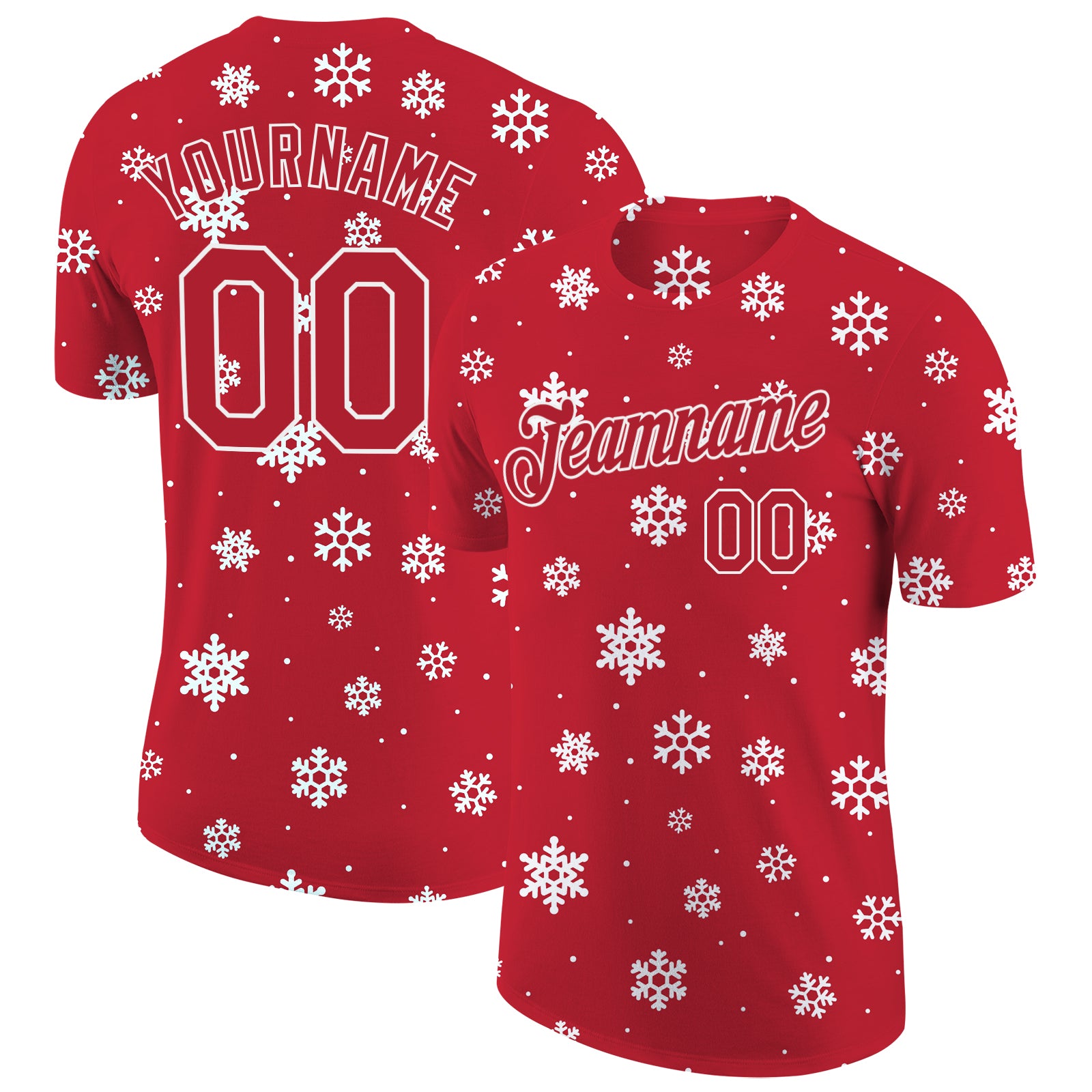 Custom Red Red-White Christmas 3D Performance T-Shirt