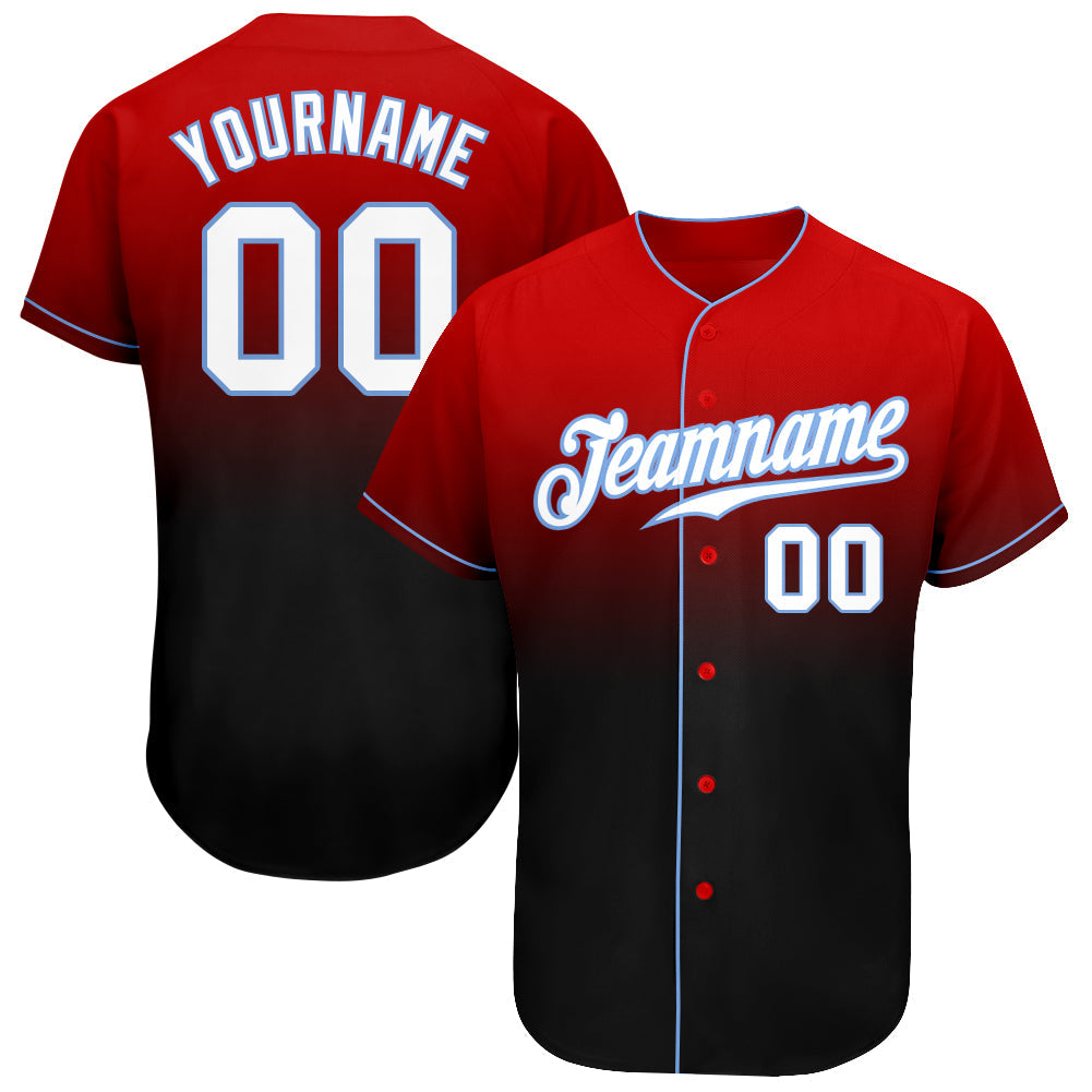 Custom Red White-Black Authentic Fade Fashion Baseball Jersey