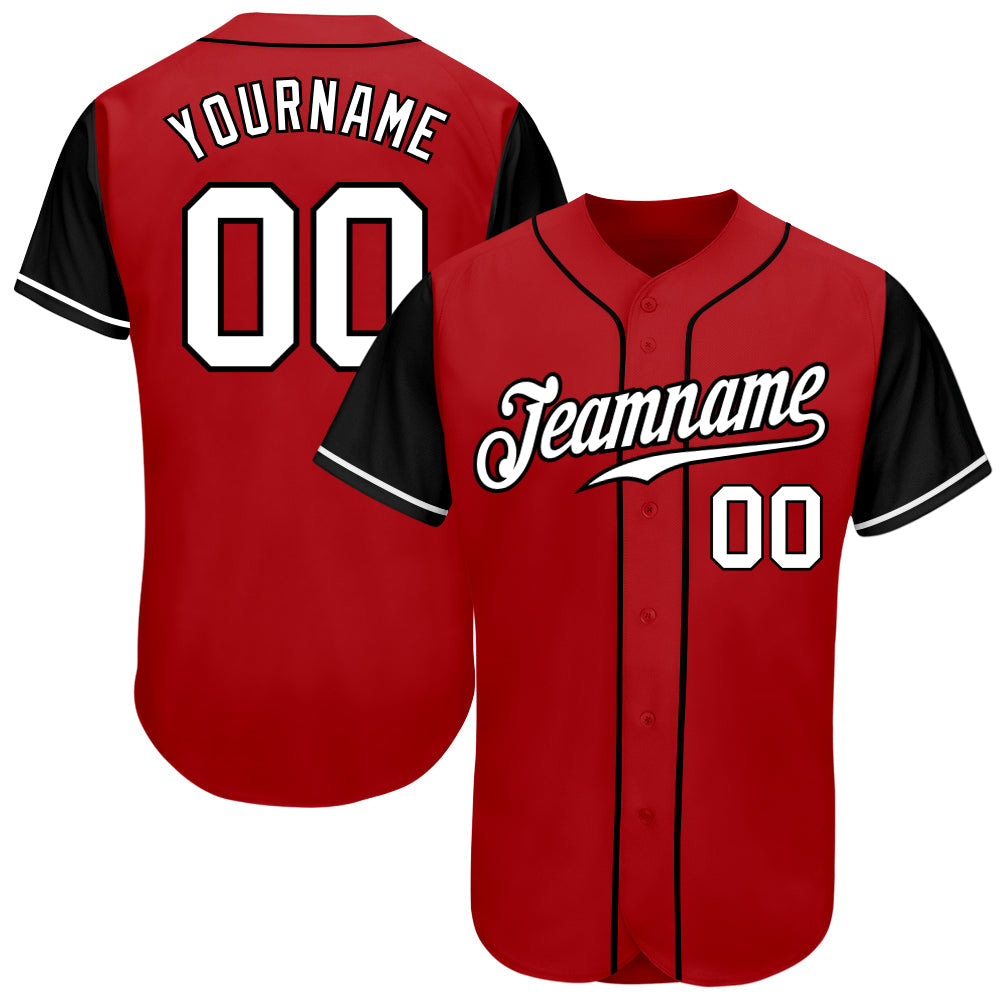 Custom Red White-Black Authentic Two Tone Baseball Jersey