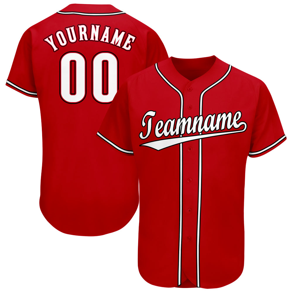 Custom Red White-Black Baseball Jersey