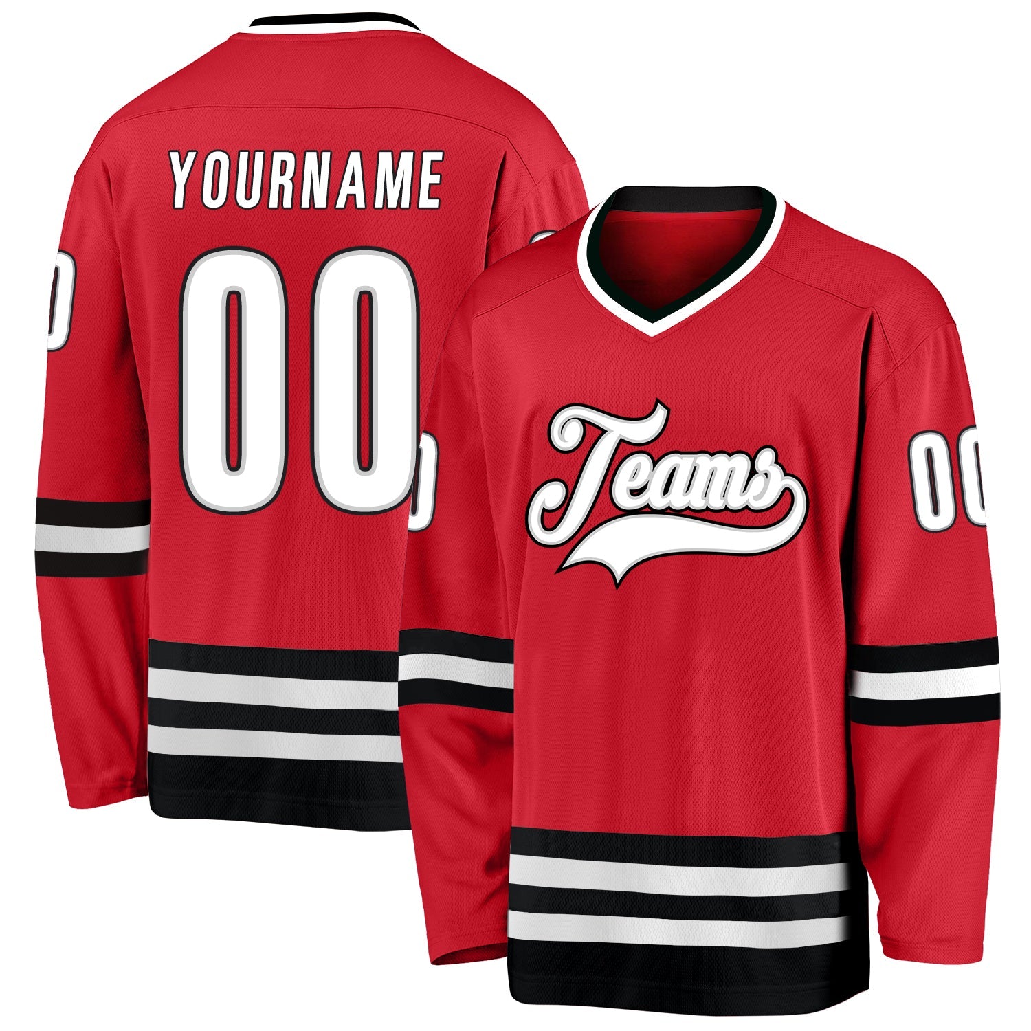 Custom Red White-Black Hockey Jersey