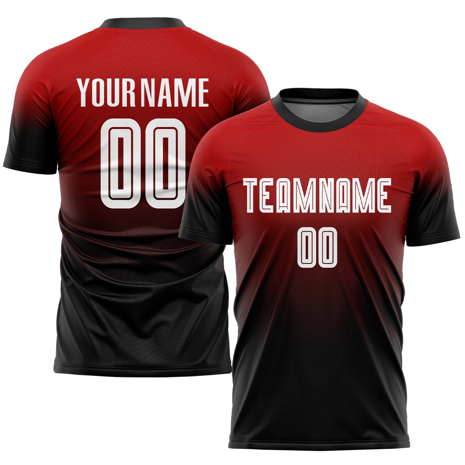 Custom Red White-Black Sublimation Fade Fashion Soccer Uniform Jersey