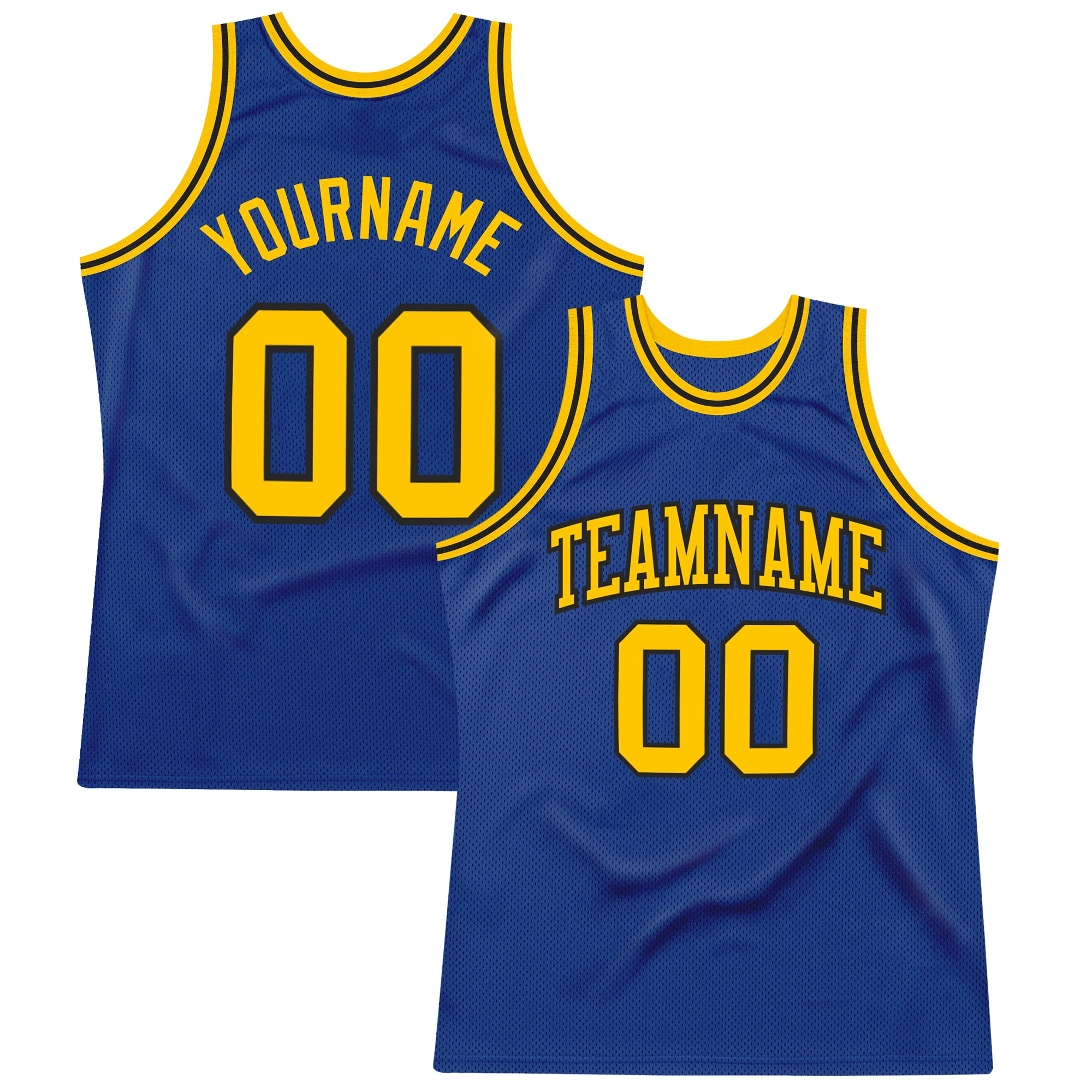 Custom Royal Gold-Black Authentic Throwback Basketball Jersey