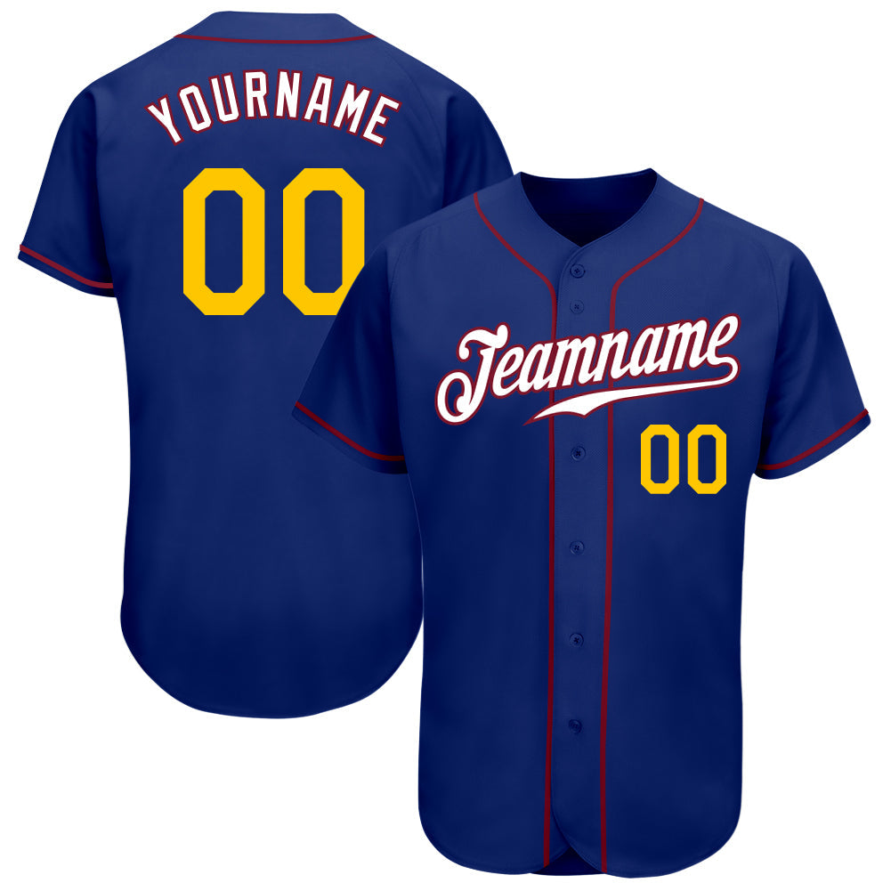 Custom Royal Gold-Crimson Authentic Baseball Jersey