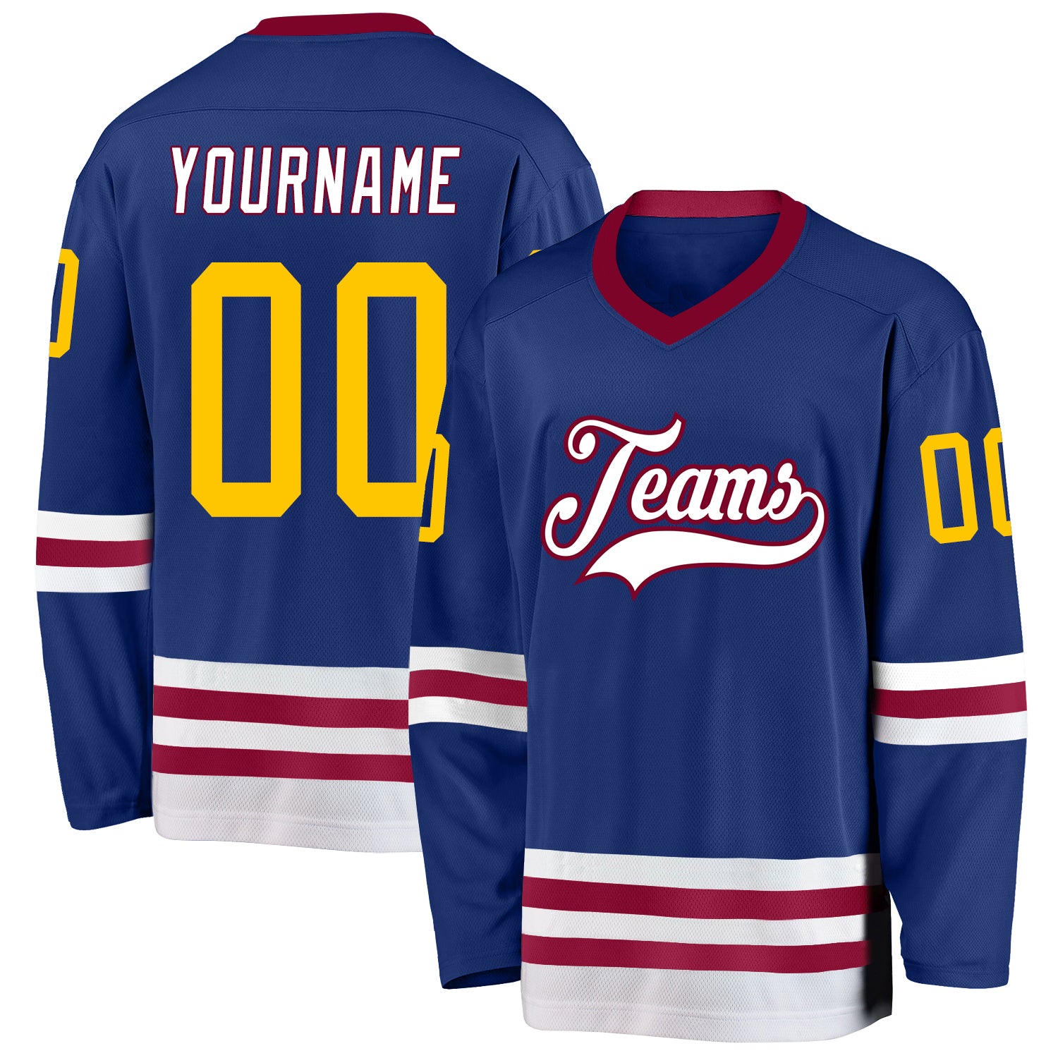 Custom Royal Gold-Maroon Hockey Jersey