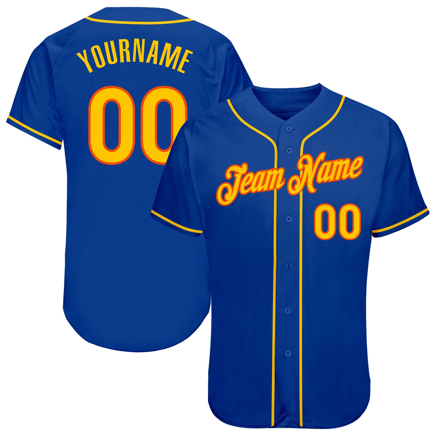 Custom Royal Gold-Orange Authentic Baseball Jersey