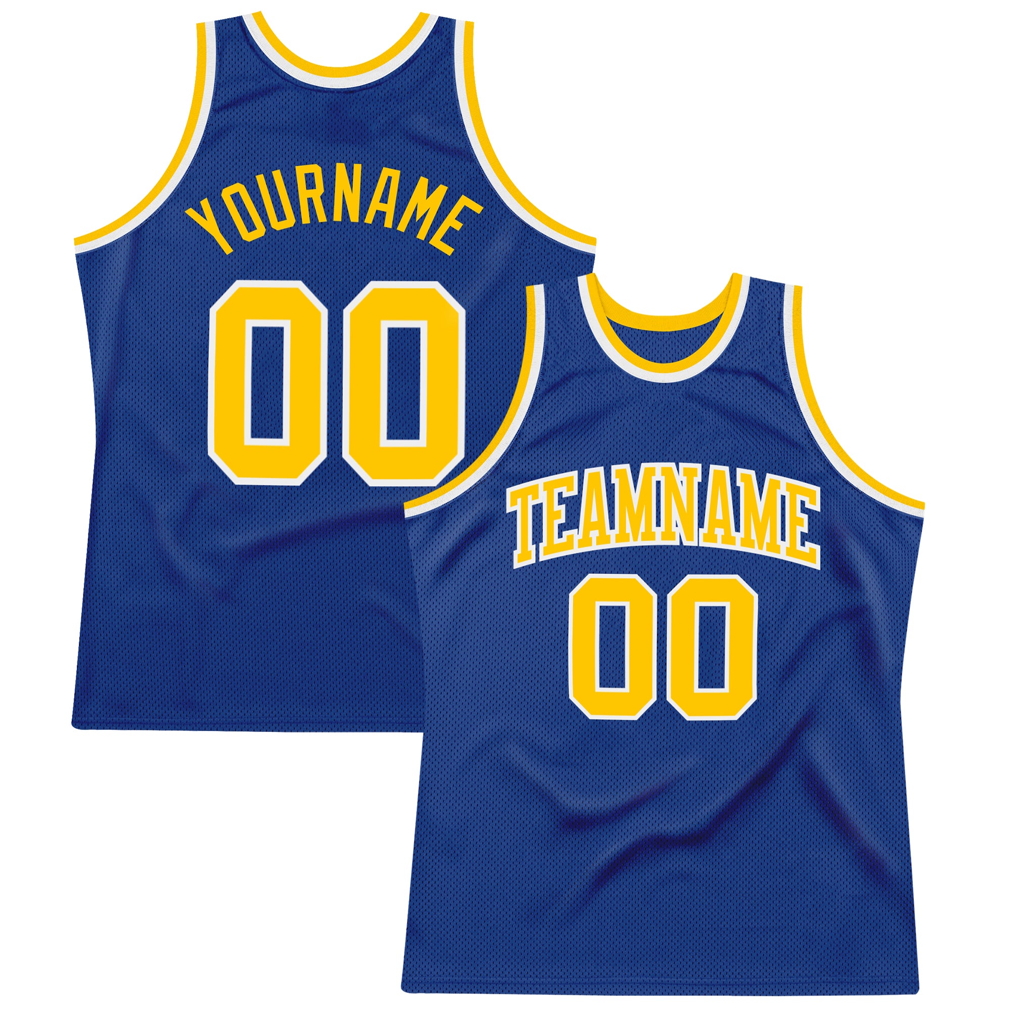 Custom Royal Gold-White Authentic Throwback Basketball Jersey