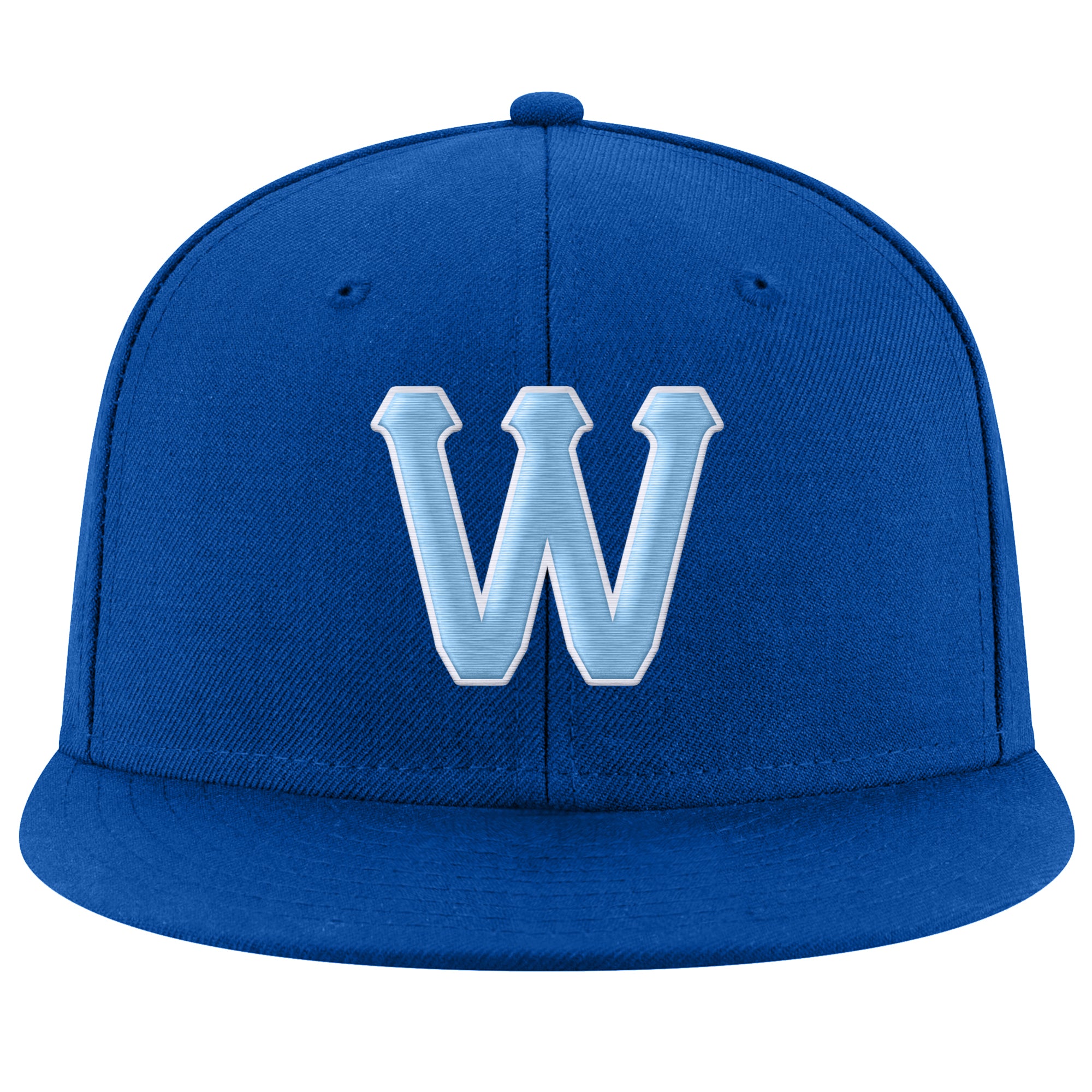 Custom Royal Light Blue-White Stitched Adjustable Snapback Hat