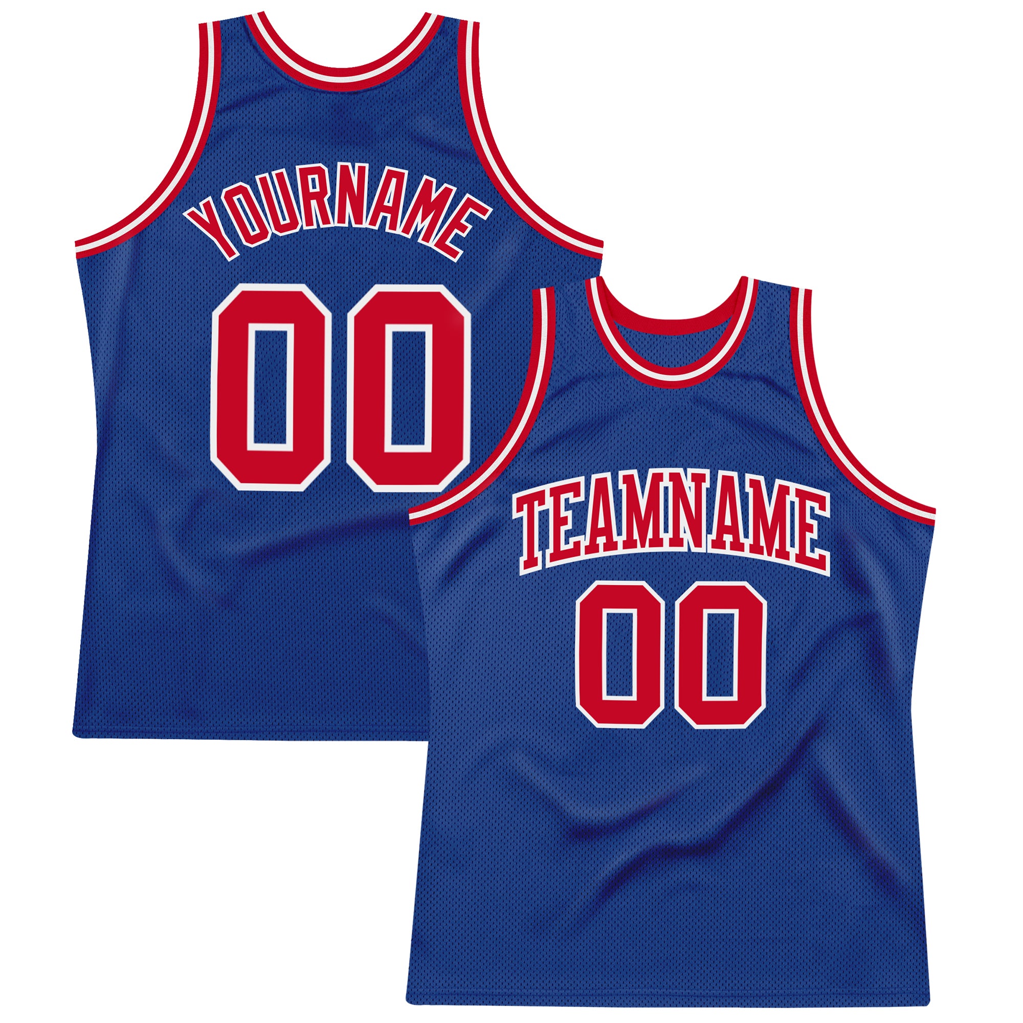 Custom Royal Red-White Authentic Throwback Basketball Jersey