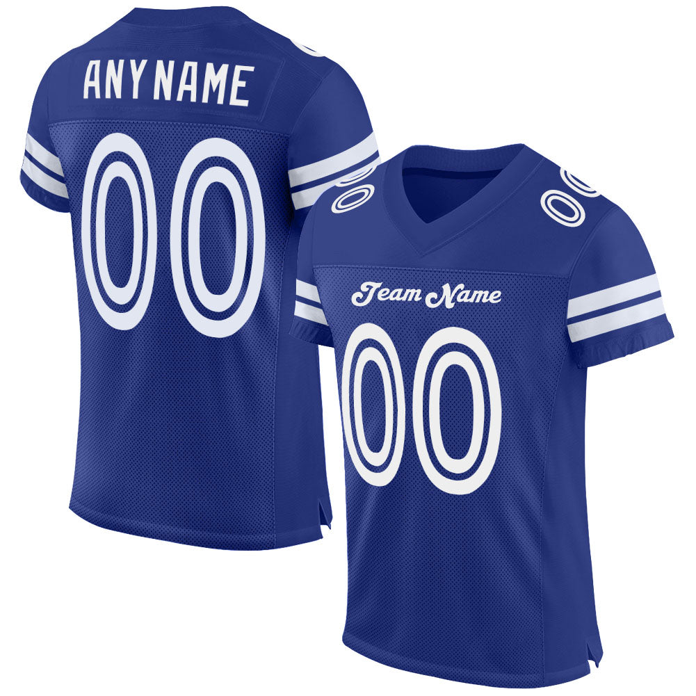 Custom Royal White Mesh Authentic Football Jersey