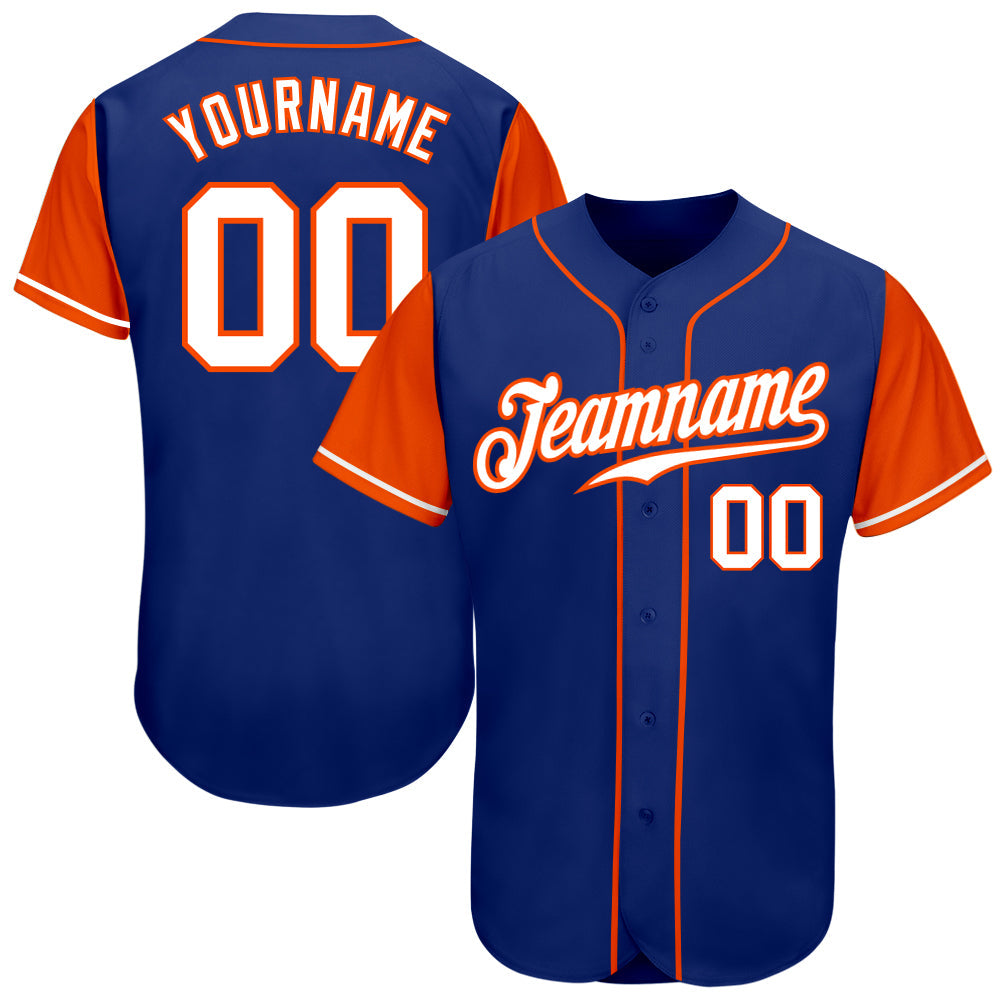 Custom Royal White-Orange Authentic Two Tone Baseball Jersey