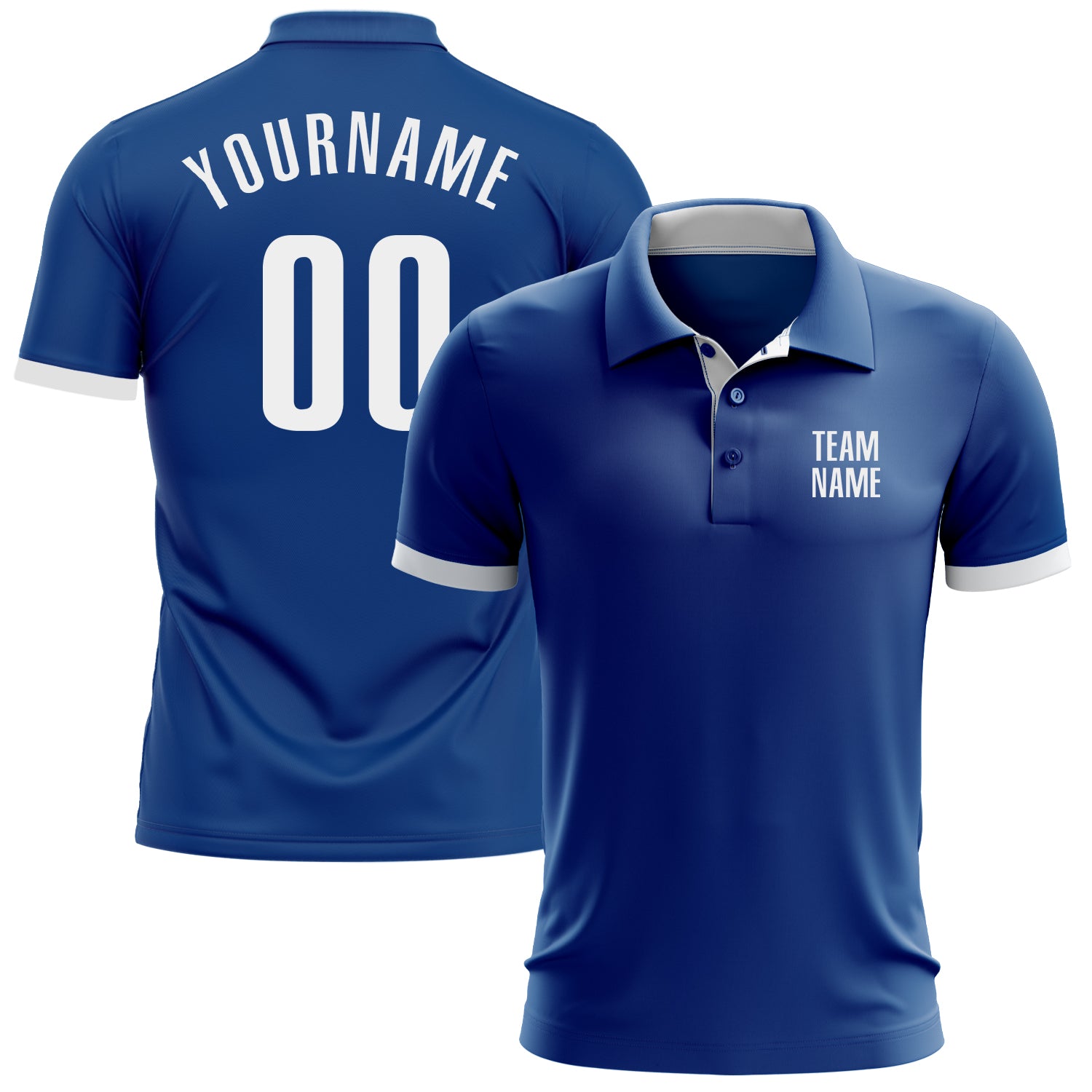 Custom Royal White Performance Golf Polo Shirt