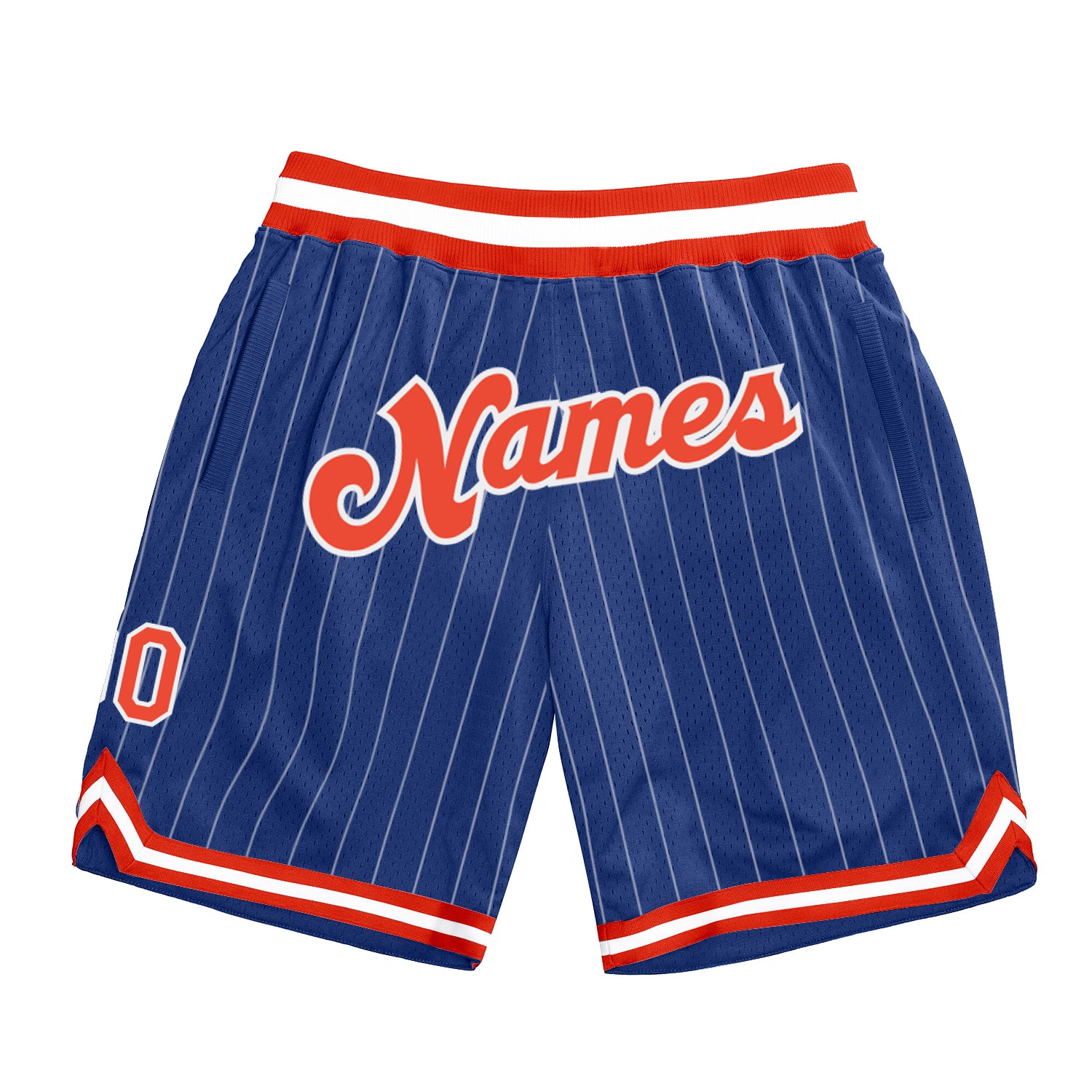 Custom Royal White Pinstripe Orange-White Authentic Basketball Shorts