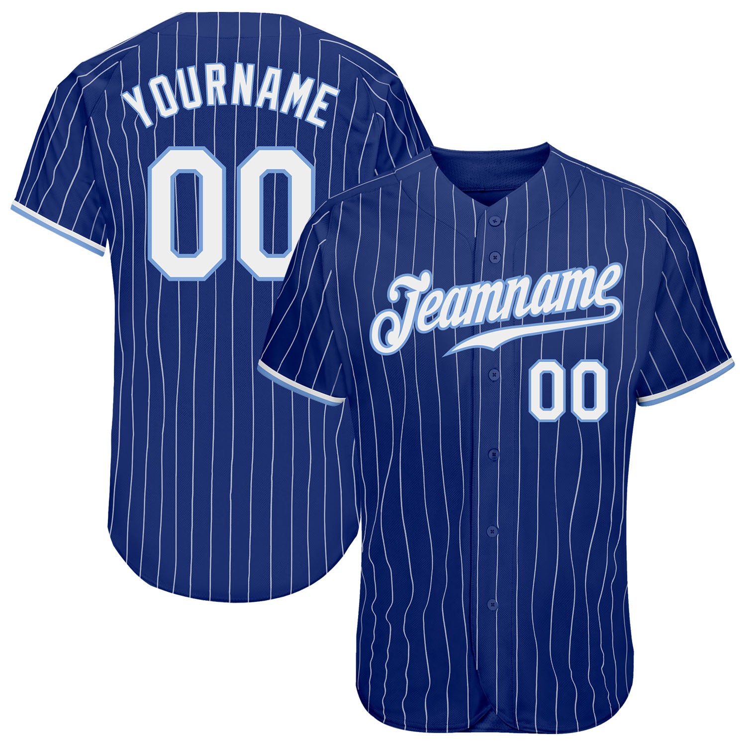 Custom Royal White Pinstripe White-Light Blue Authentic Baseball Jersey